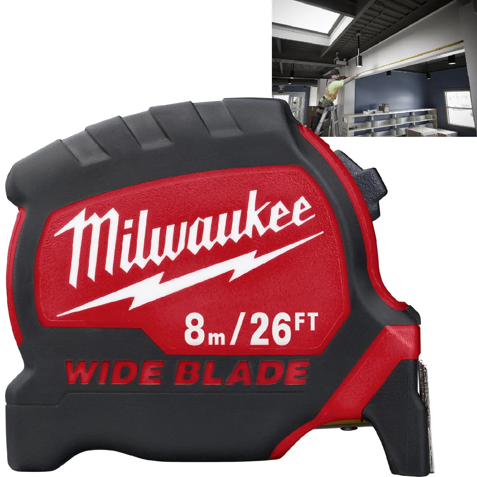 Milwaukee Tape Measure 8m 26ft Premium Wide Blade 33mm Metric Imperial 