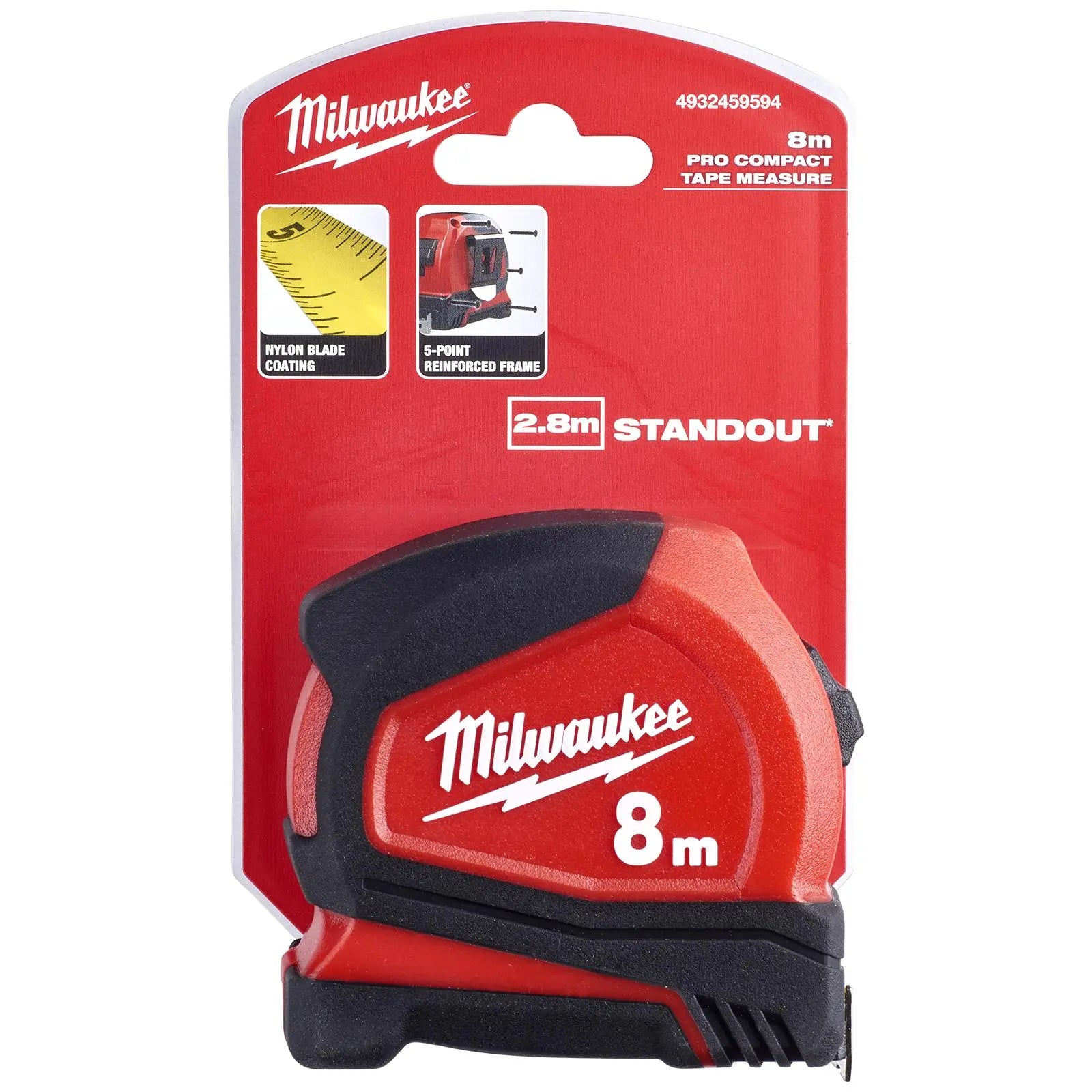 Milwaukee Tape Measure 8m Metric Pro Compact Pocket Tape 25mm Blade Width 