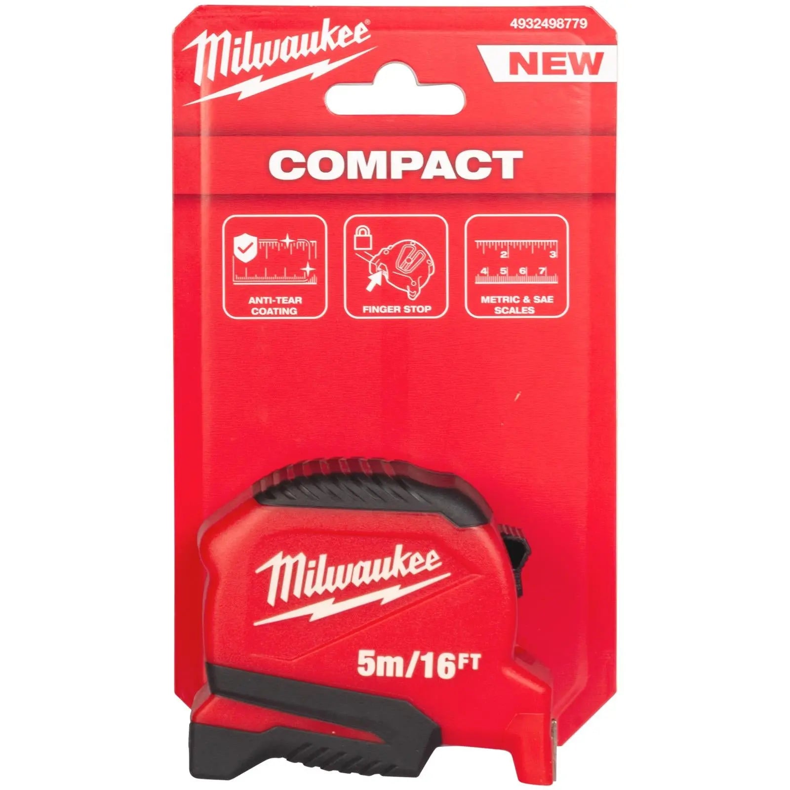 Milwaukee Tape Measure COMPACT (Gen 2) 5m 16ft Metric Imperial  White Rose Tools