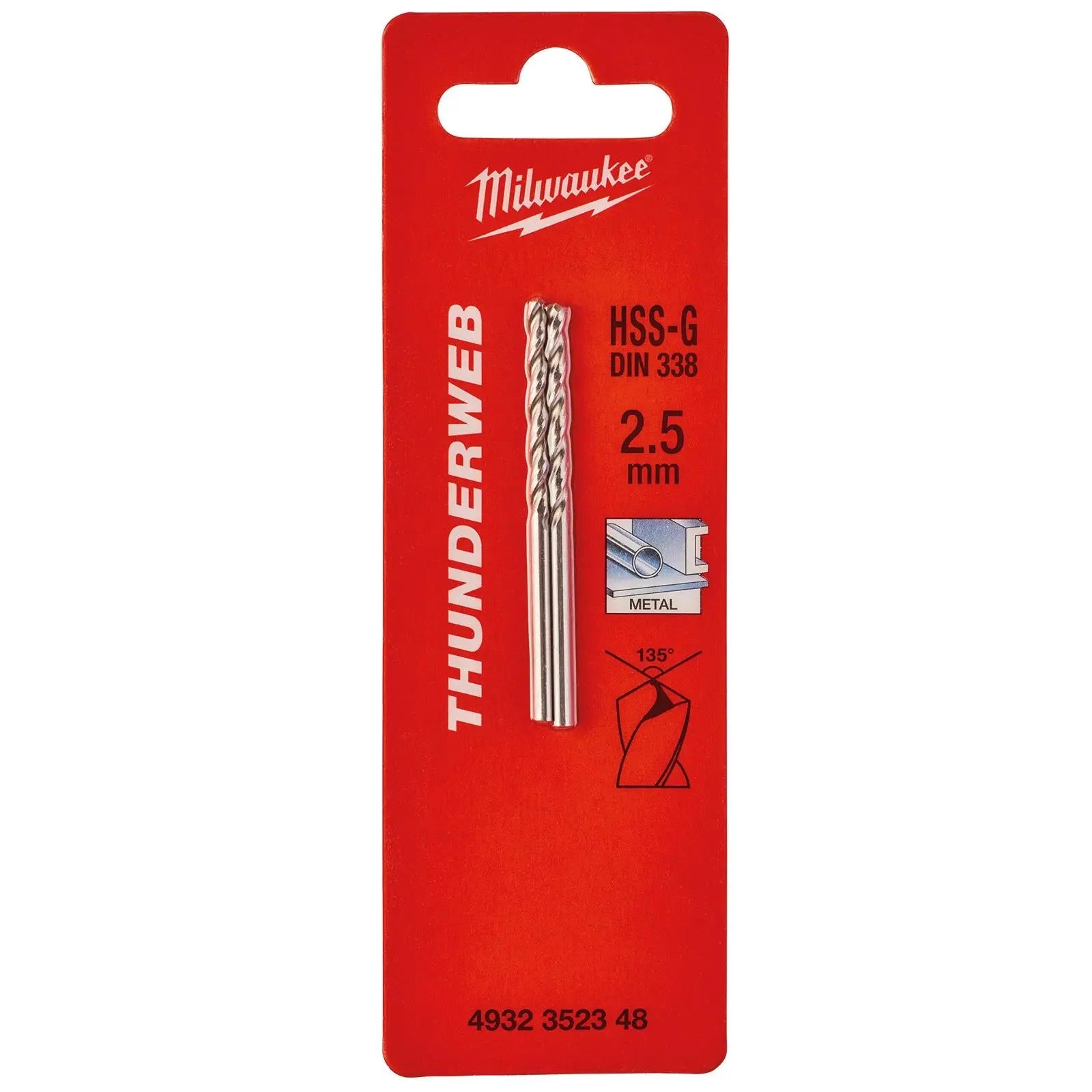 Milwaukee Thunderweb Metal Drill Bits HSS-G Ground DIN338 2 Pack 1.0-4.0mm 