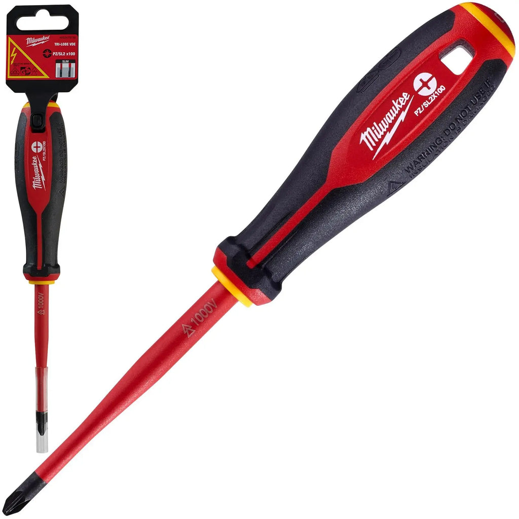 Milwaukee Tri-Lobe VDE Screwdrivers Slim Shank Anti Roll 