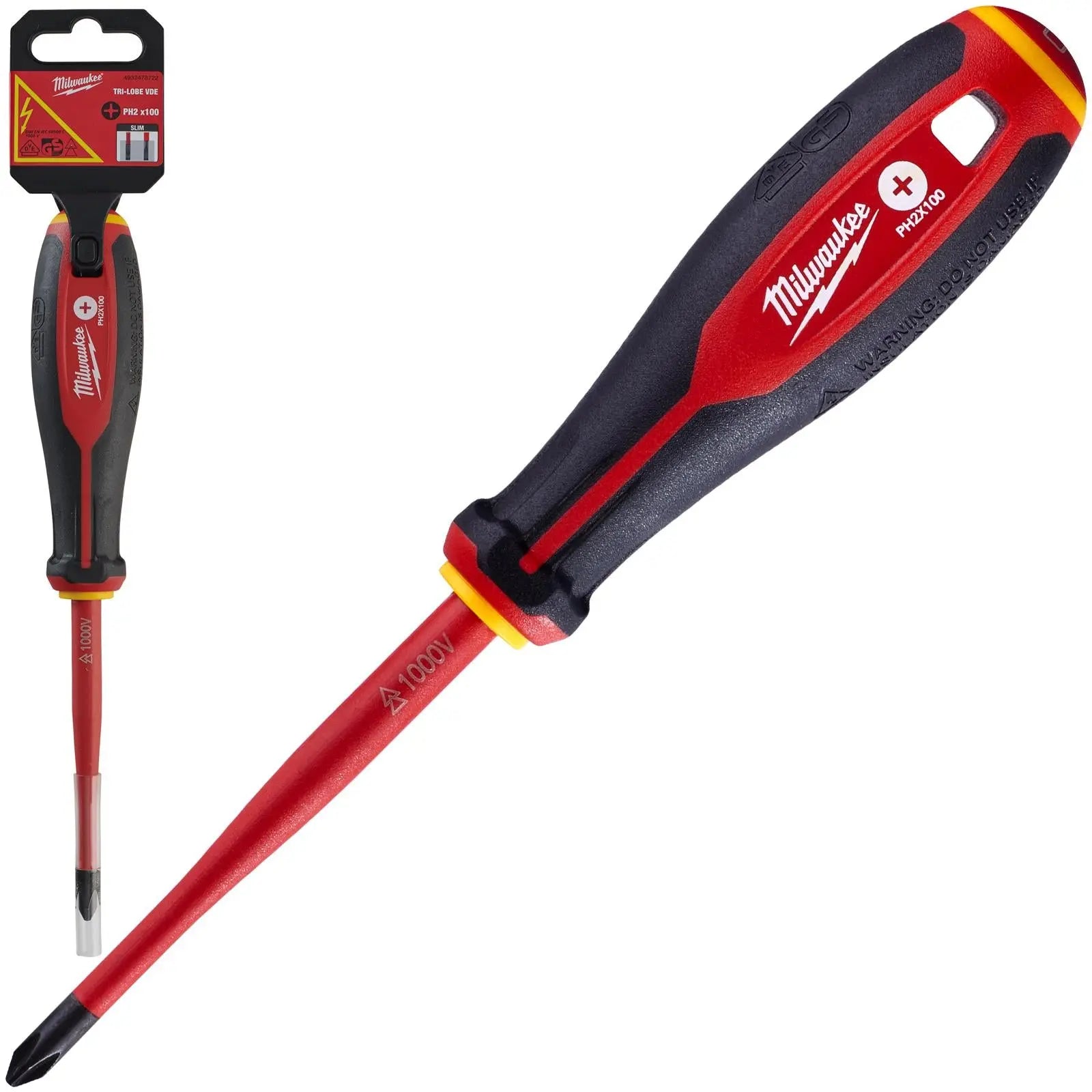 Milwaukee Tri-Lobe VDE Screwdrivers Slim Shank Anti Roll 