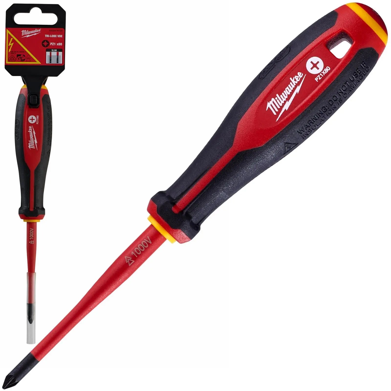 Milwaukee Tri-Lobe VDE Screwdrivers Slim Shank Anti Roll 