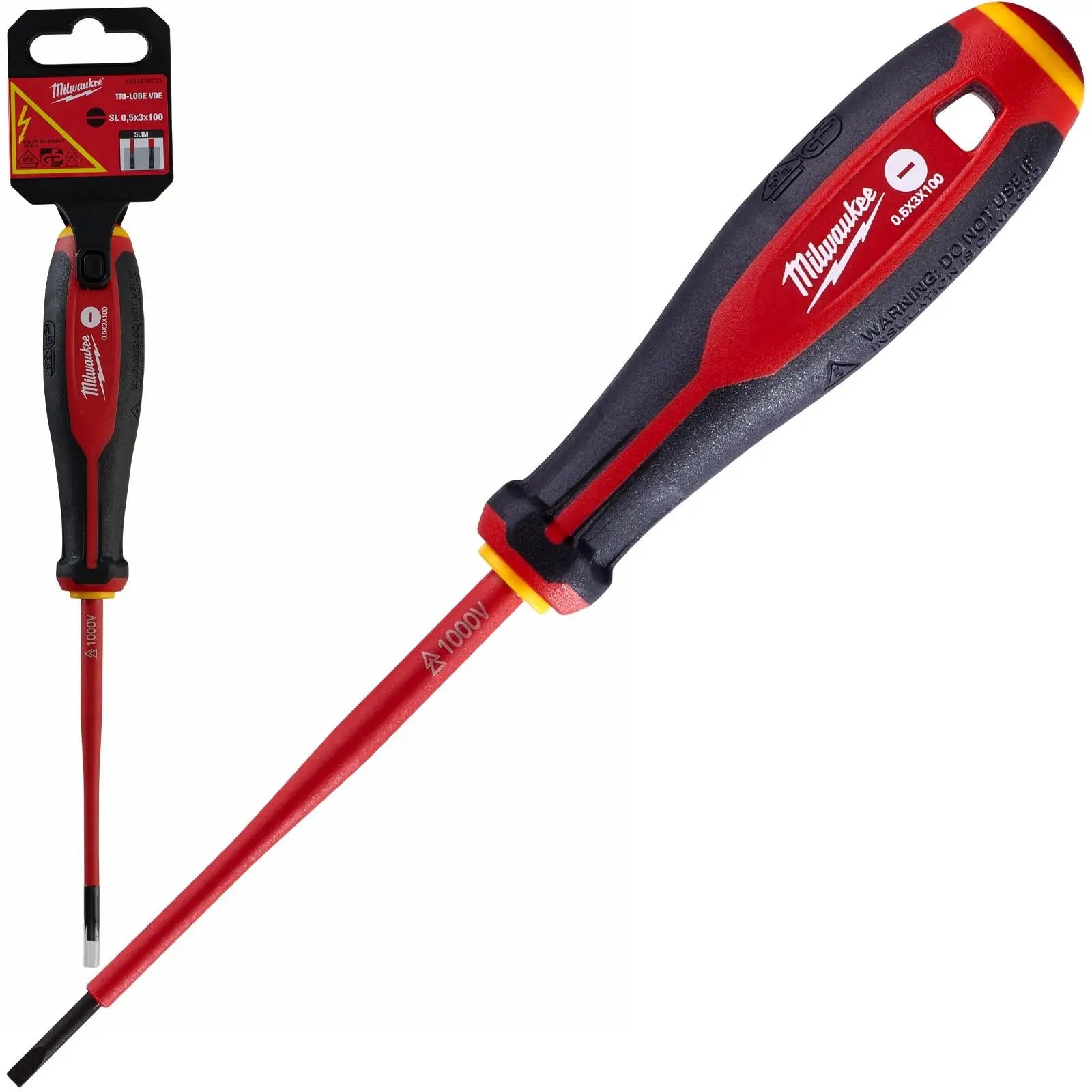 Milwaukee Tri-Lobe VDE Screwdrivers Slim Shank Anti Roll 