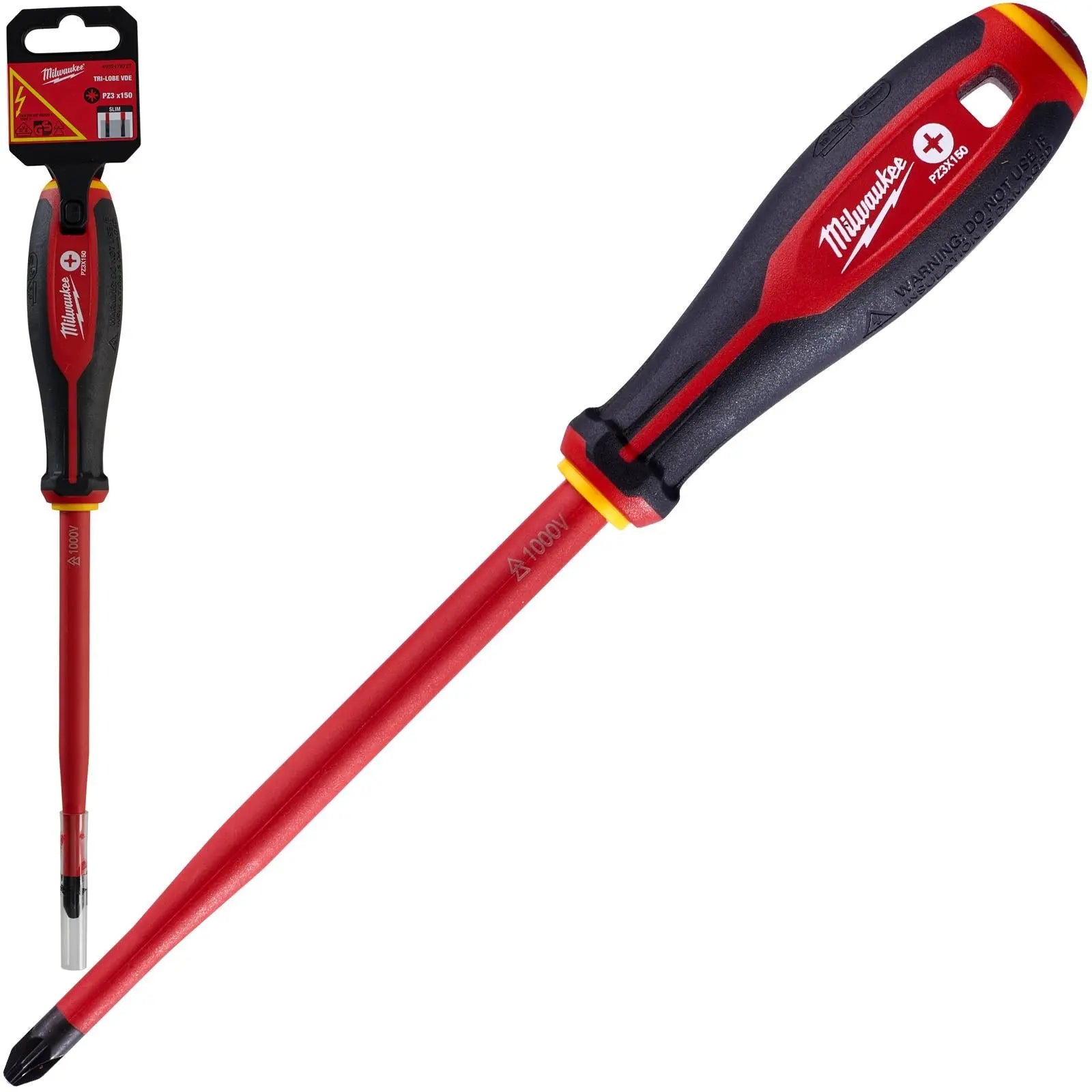Milwaukee Tri-Lobe VDE Screwdrivers Slim Shank Anti Roll 