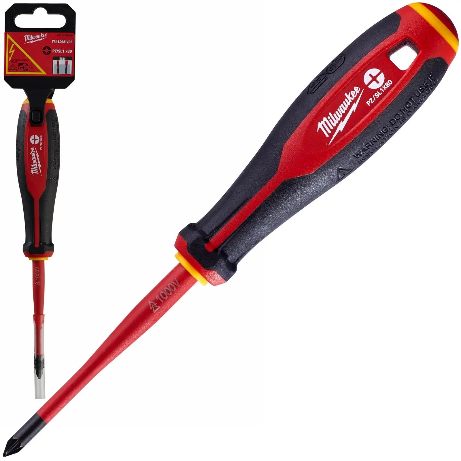 Milwaukee Tri-Lobe VDE Screwdrivers Slim Shank Anti Roll 