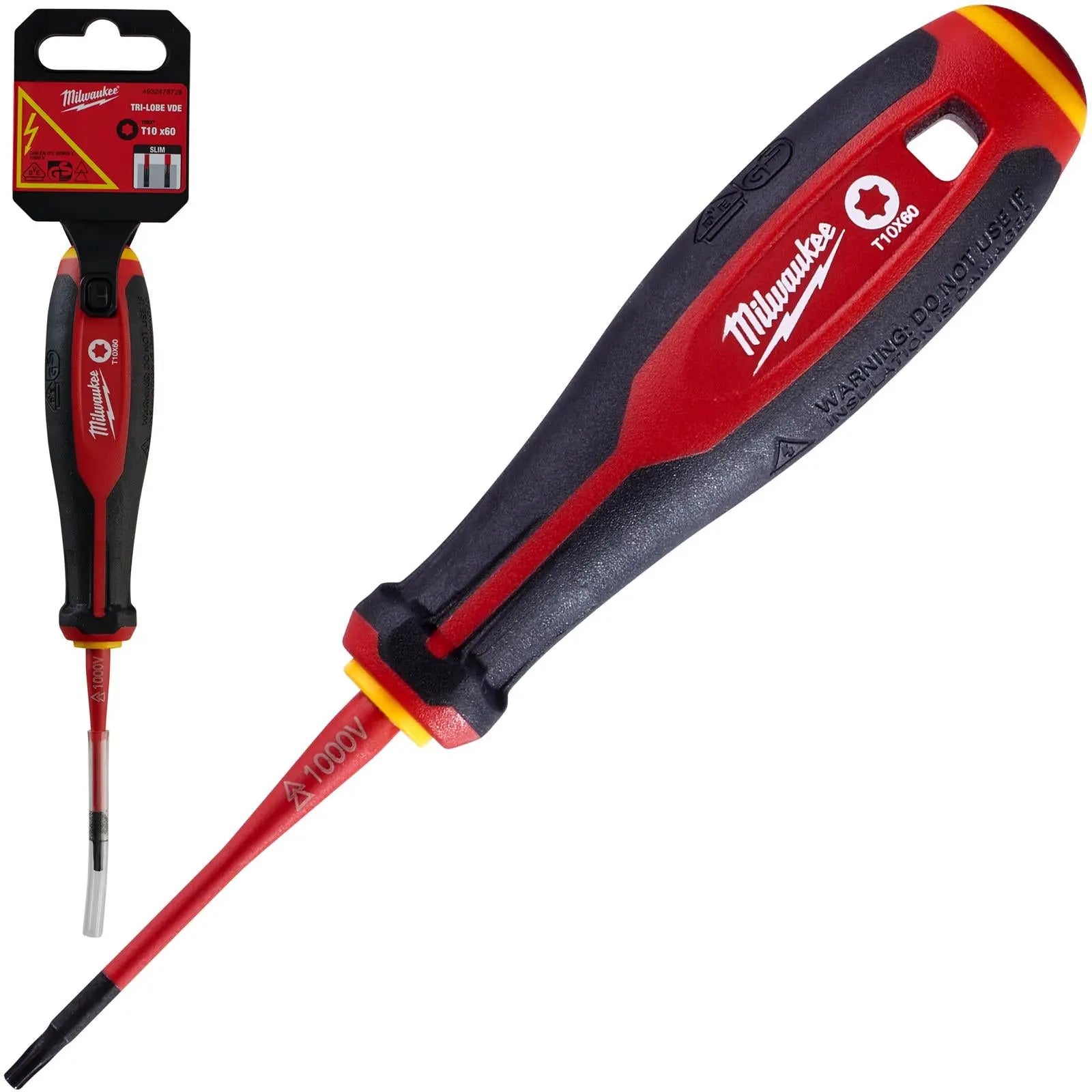 Milwaukee Tri-Lobe VDE Screwdrivers Slim Shank Anti Roll 