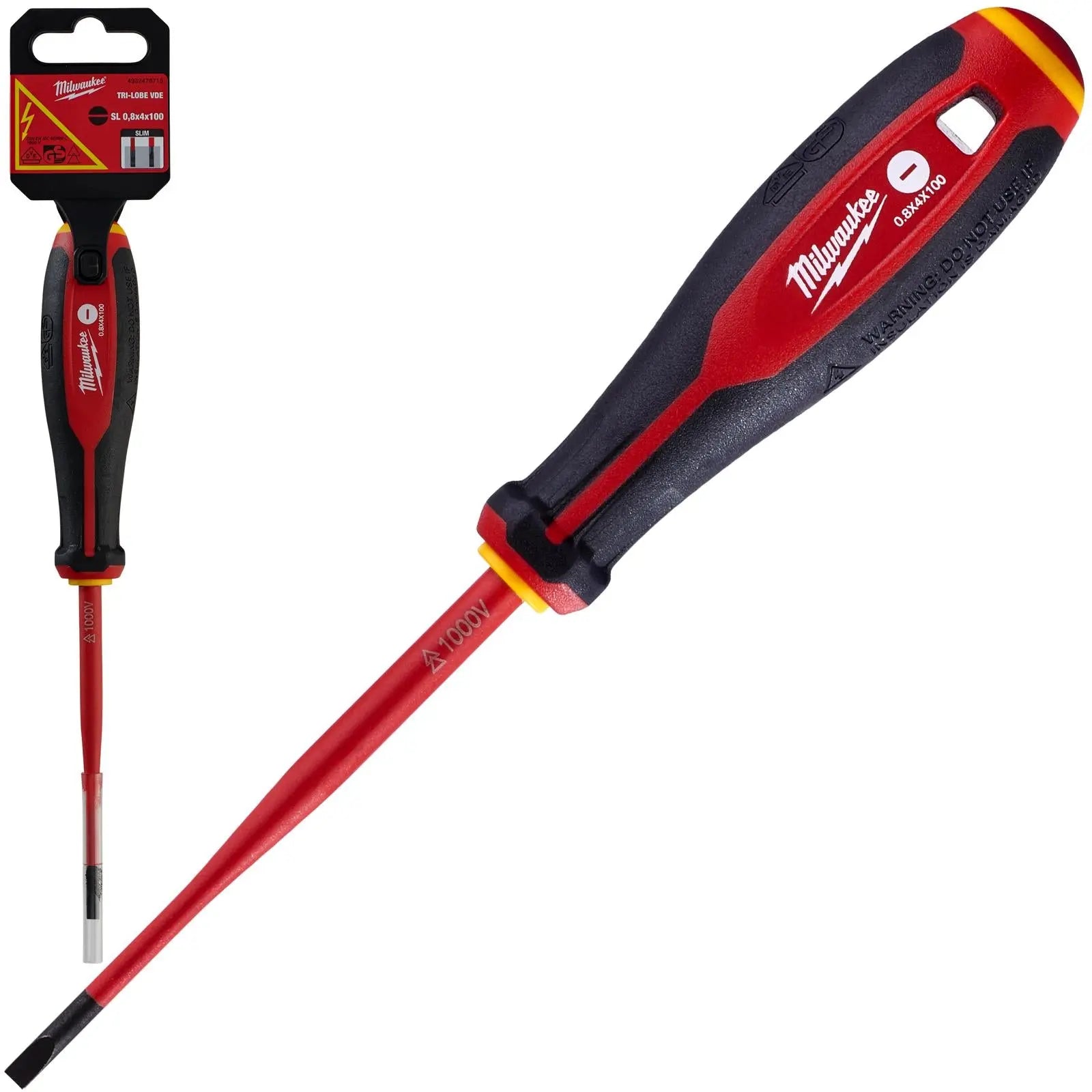 Milwaukee Tri-Lobe VDE Screwdrivers Slim Shank Anti Roll 