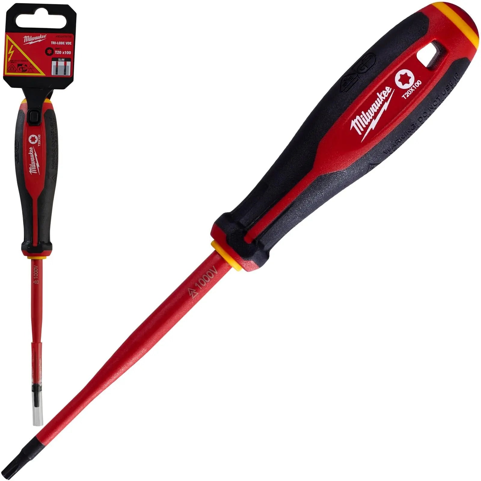 Milwaukee Tri-Lobe VDE Screwdrivers Slim Shank Anti Roll 