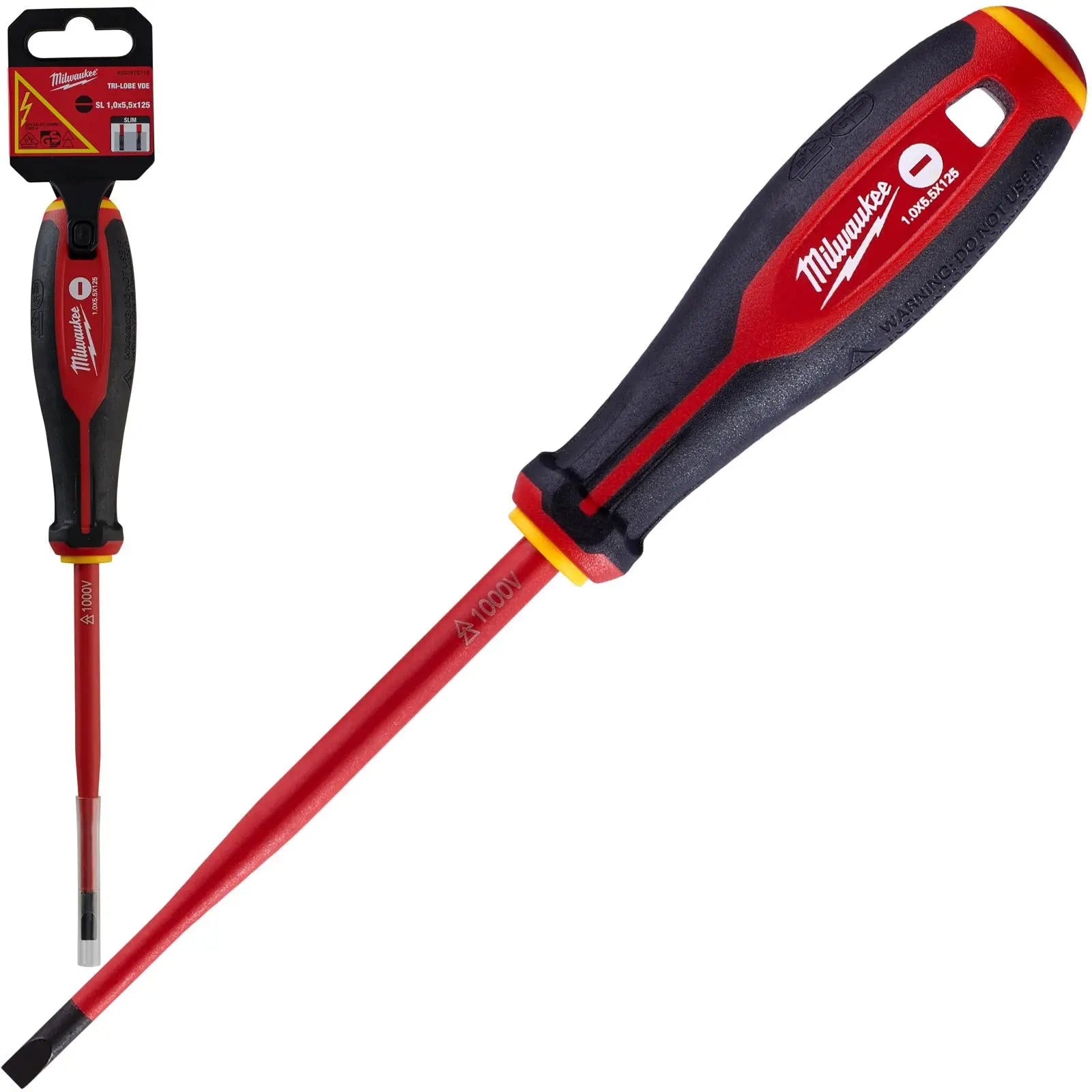 Milwaukee Tri-Lobe VDE Screwdrivers Slim Shank Anti Roll 