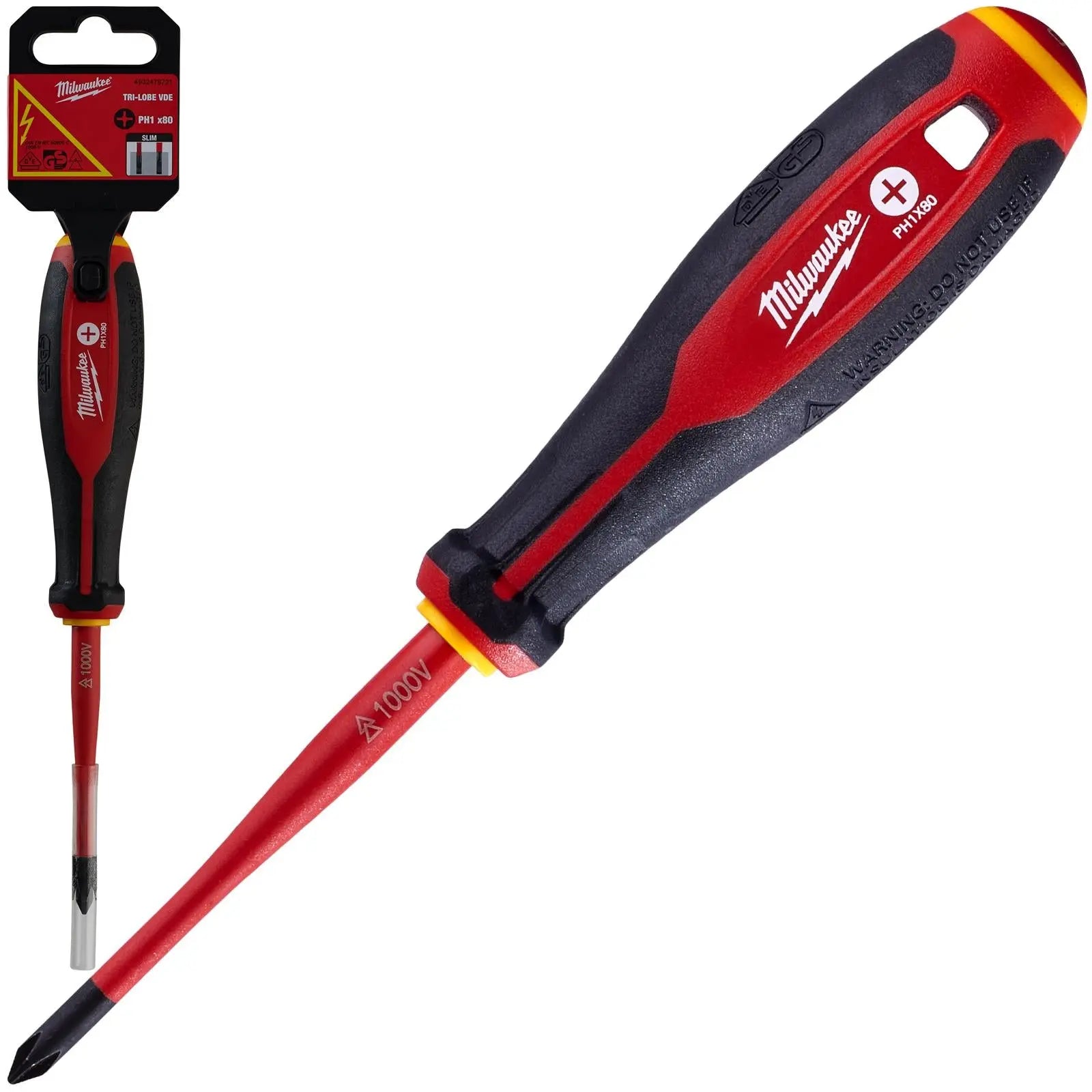 Milwaukee Tri-Lobe VDE Screwdrivers Slim Shank Anti Roll 