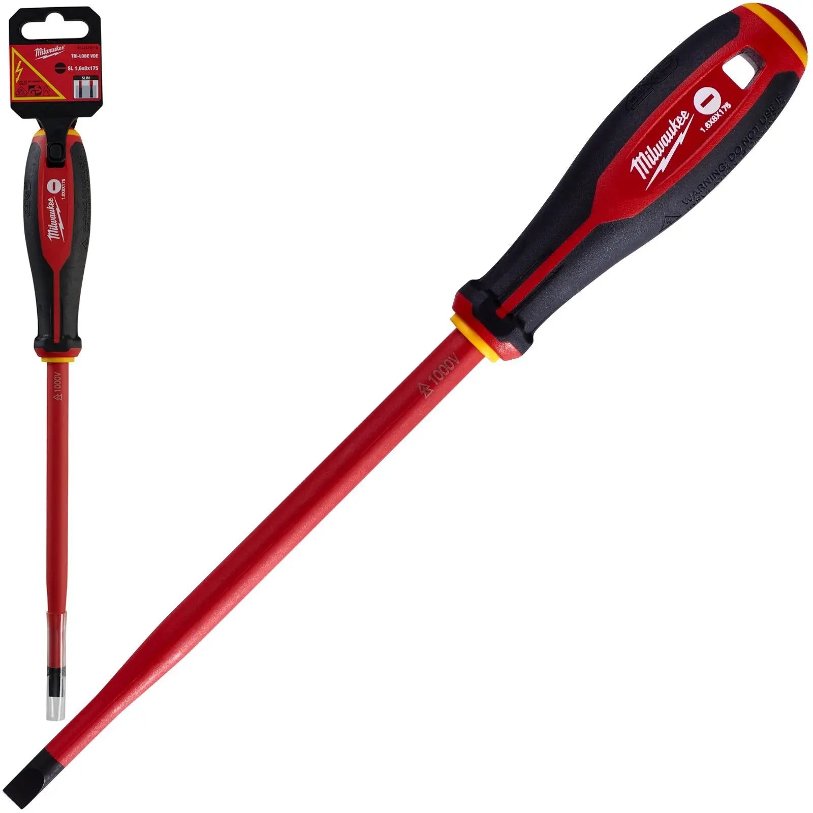 Milwaukee Tri-Lobe VDE Screwdrivers Slim Shank Anti Roll 