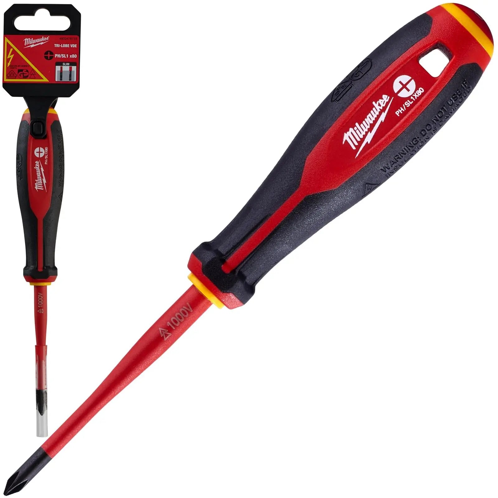 Milwaukee Tri-Lobe VDE Screwdrivers Slim Shank Anti Roll 
