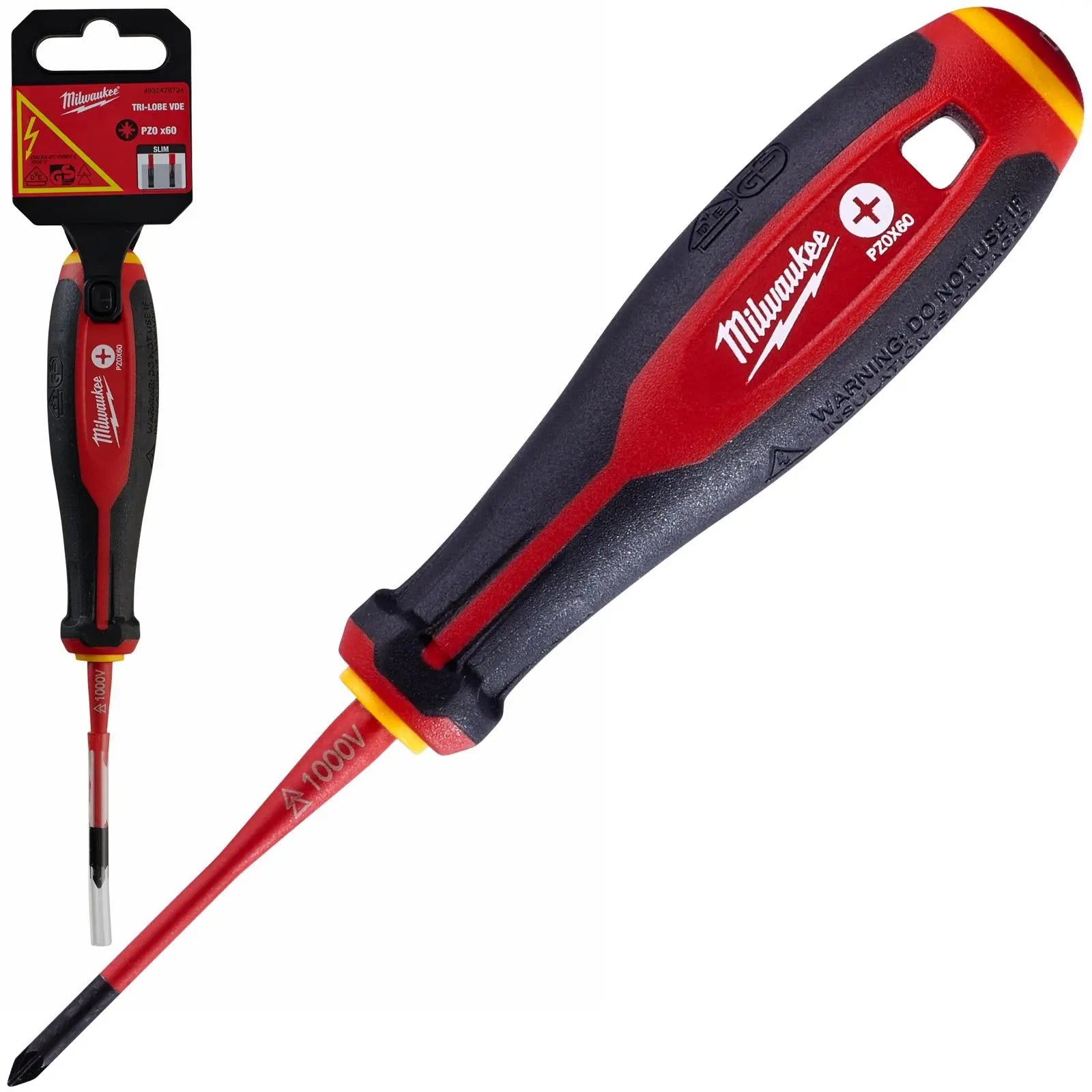 Milwaukee Tri-Lobe VDE Screwdrivers Slim Shank Anti Roll 