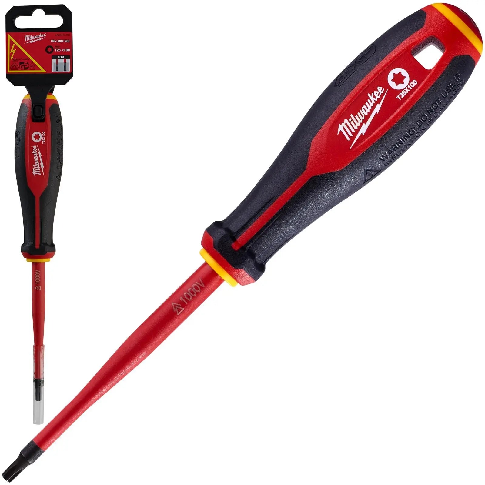 Milwaukee Tri-Lobe VDE Screwdrivers Slim Shank Anti Roll 