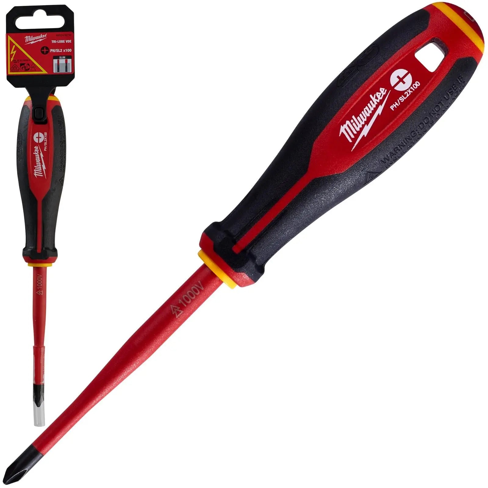 Milwaukee Tri-Lobe VDE Screwdrivers Slim Shank Anti Roll 