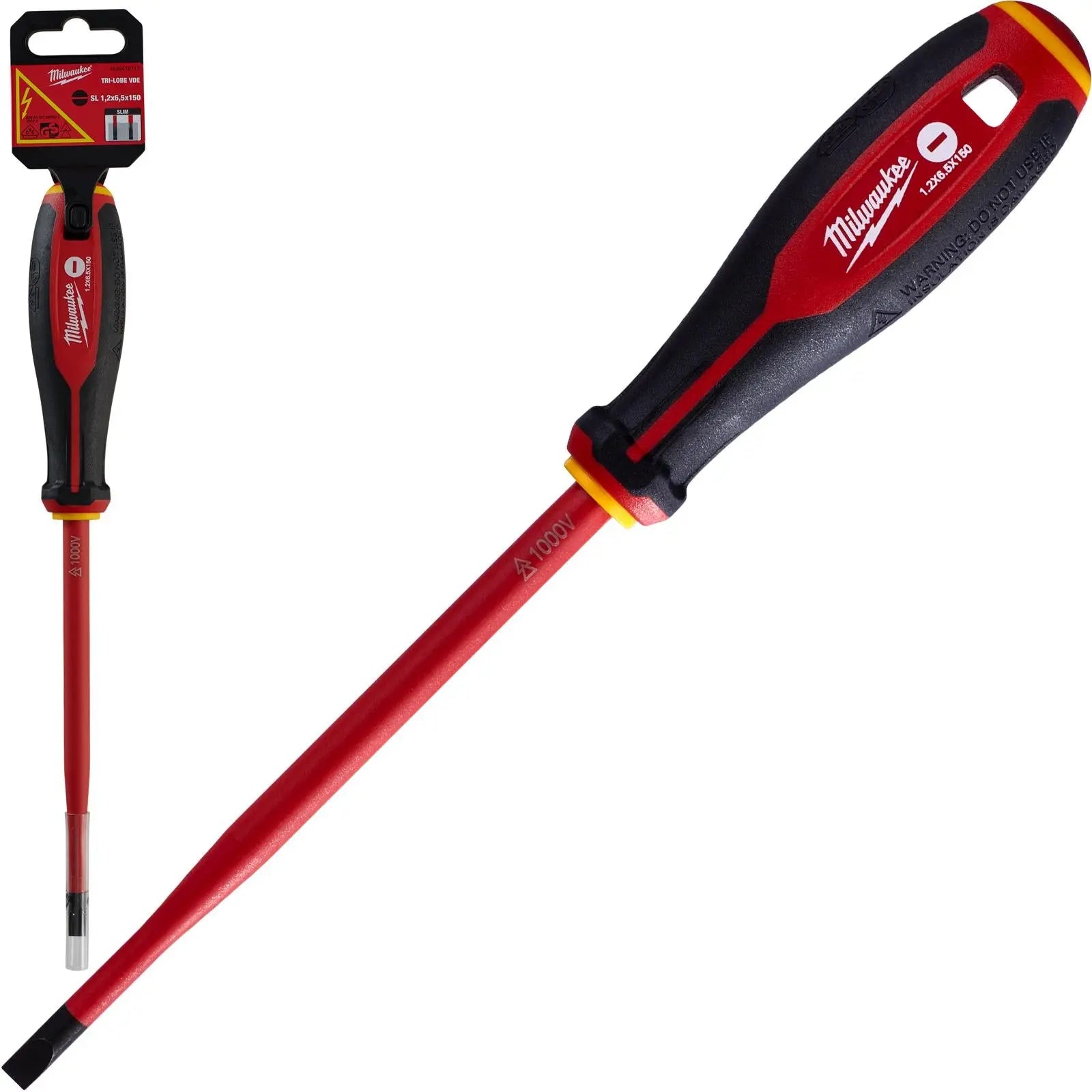 Milwaukee Tri-Lobe VDE Screwdrivers Slim Shank Anti Roll 