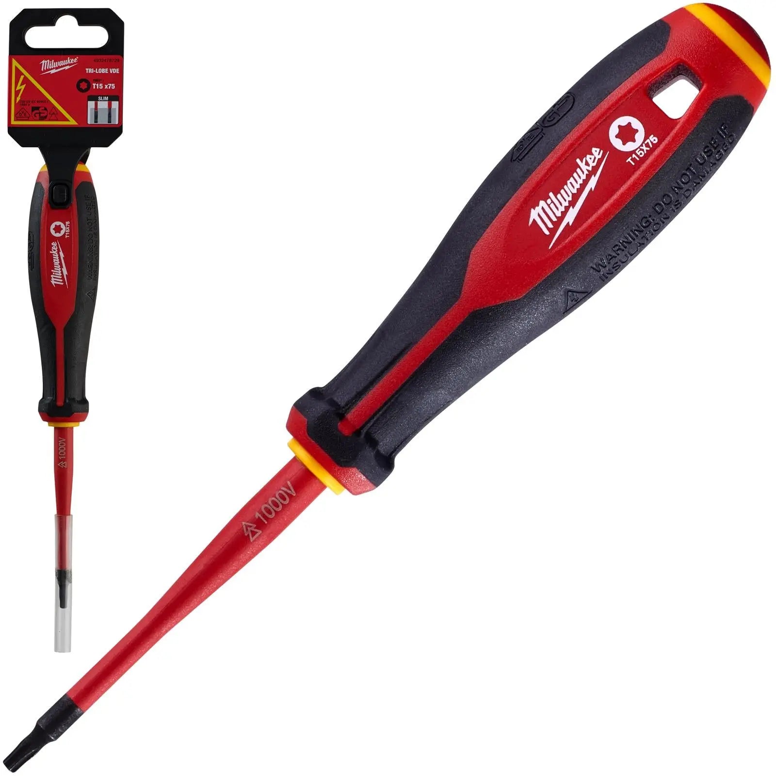 Milwaukee Tri-Lobe VDE Screwdrivers Slim Shank Anti Roll 
