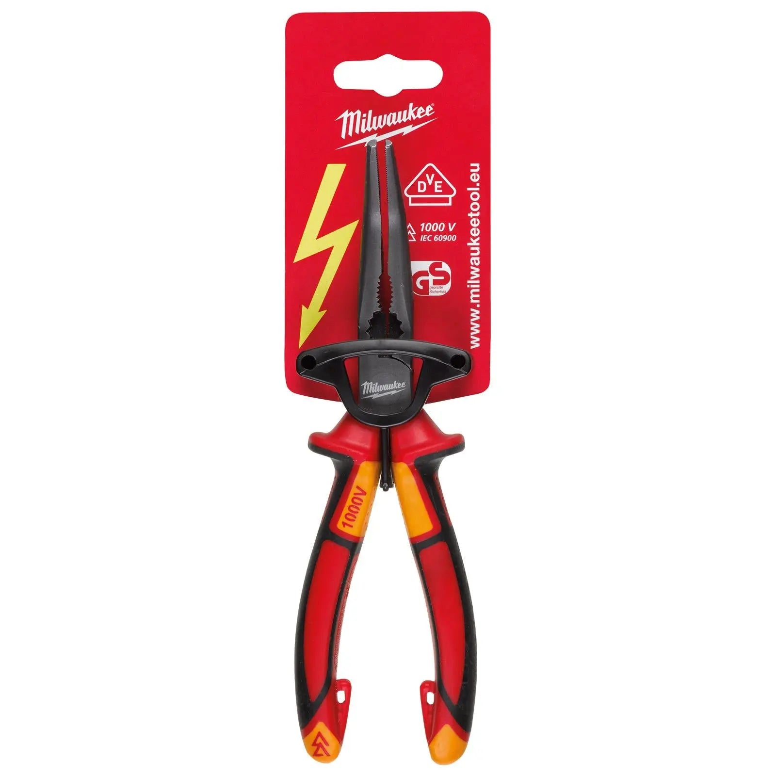 Milwaukee VDE Long 45° Round Nose Pliers 205mm Insulated 10,000V 