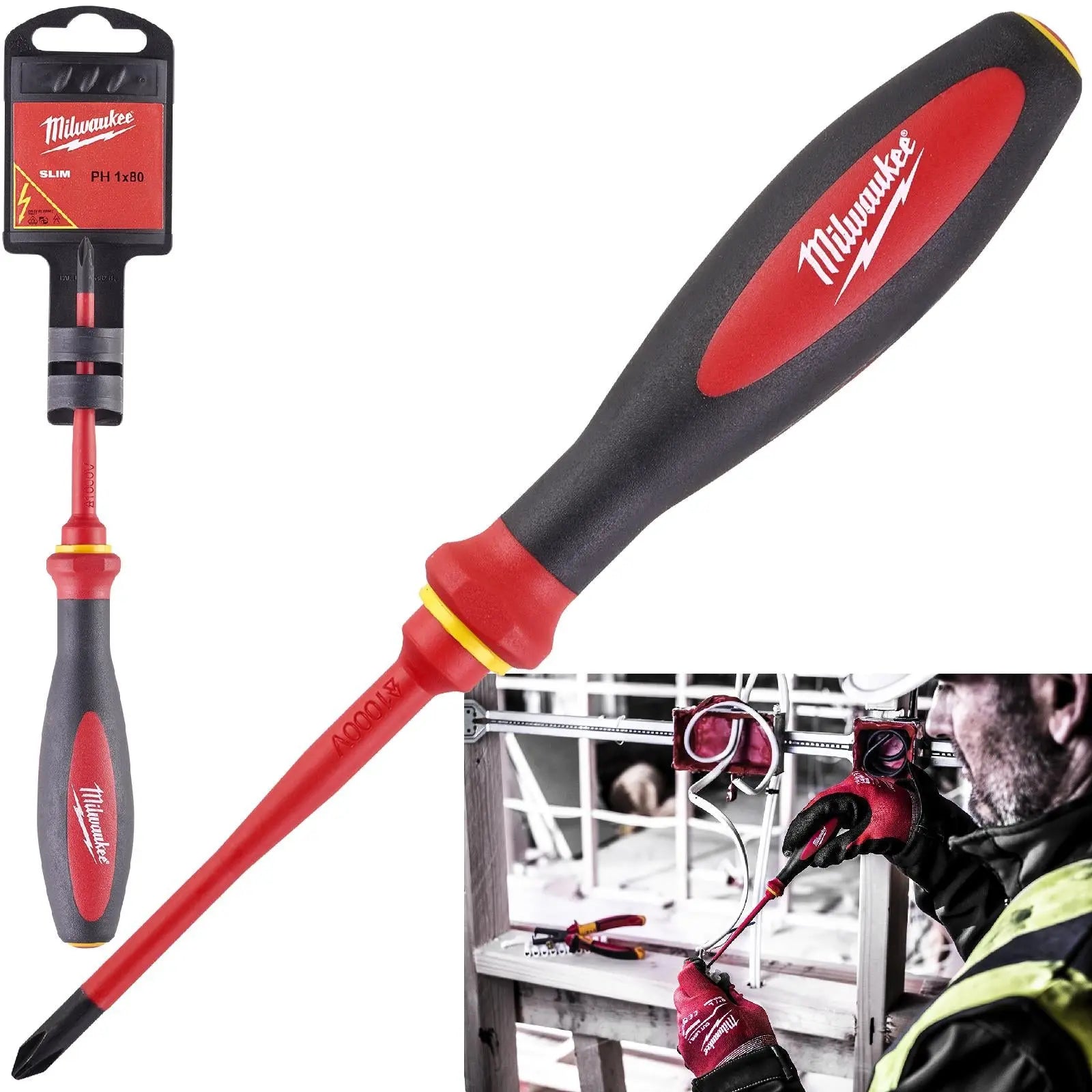 Milwaukee VDE Slim Screwdriver Phillips PH1 x 80mm 