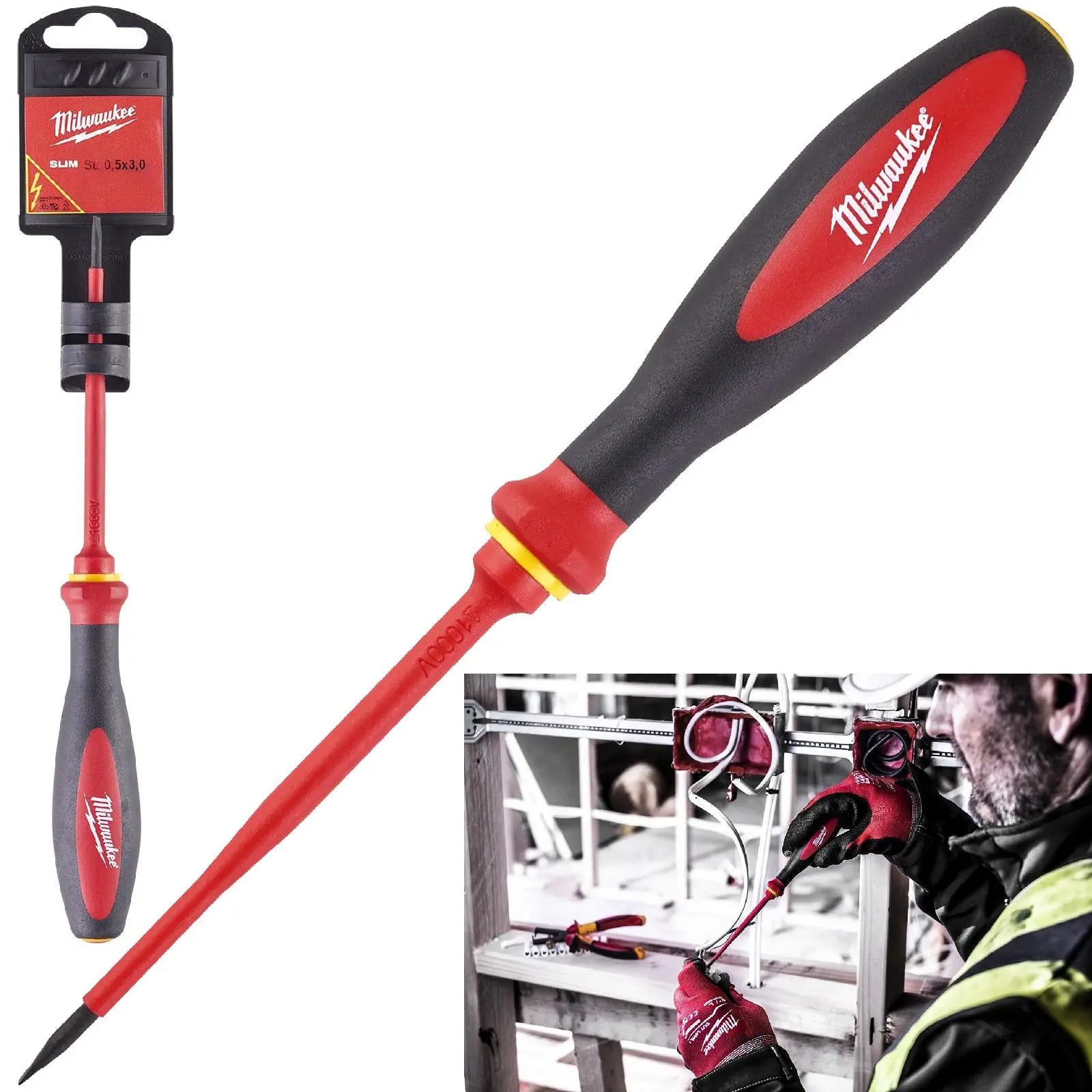 Milwaukee VDE Slim Screwdriver Slotted 0.5mm x 3mm x 100mm 