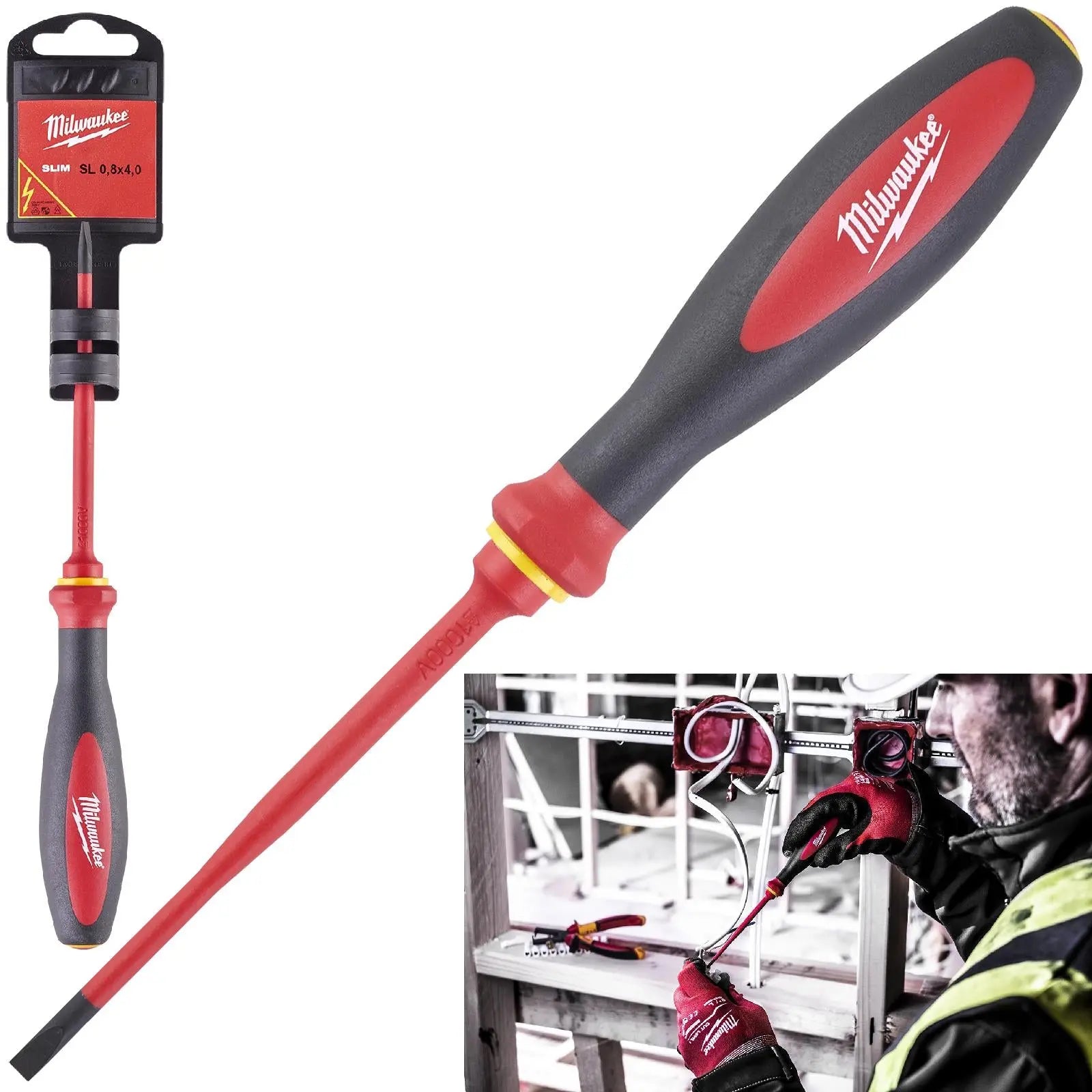Milwaukee VDE Slim Screwdriver Slotted 0.8mm x 4mm x 100mm 