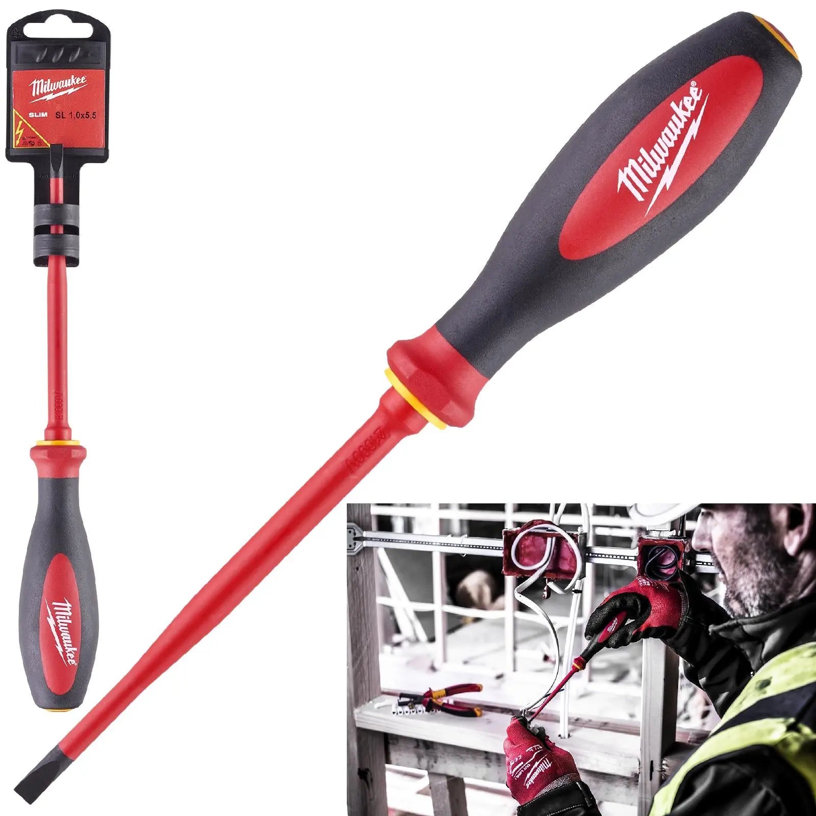 Milwaukee VDE Slim Screwdriver Slotted 1.0mm x 5.5mm x 125mm 