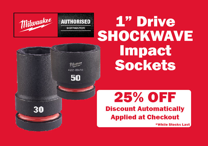25% off Milwaukee Impact Sockets 1" Drive