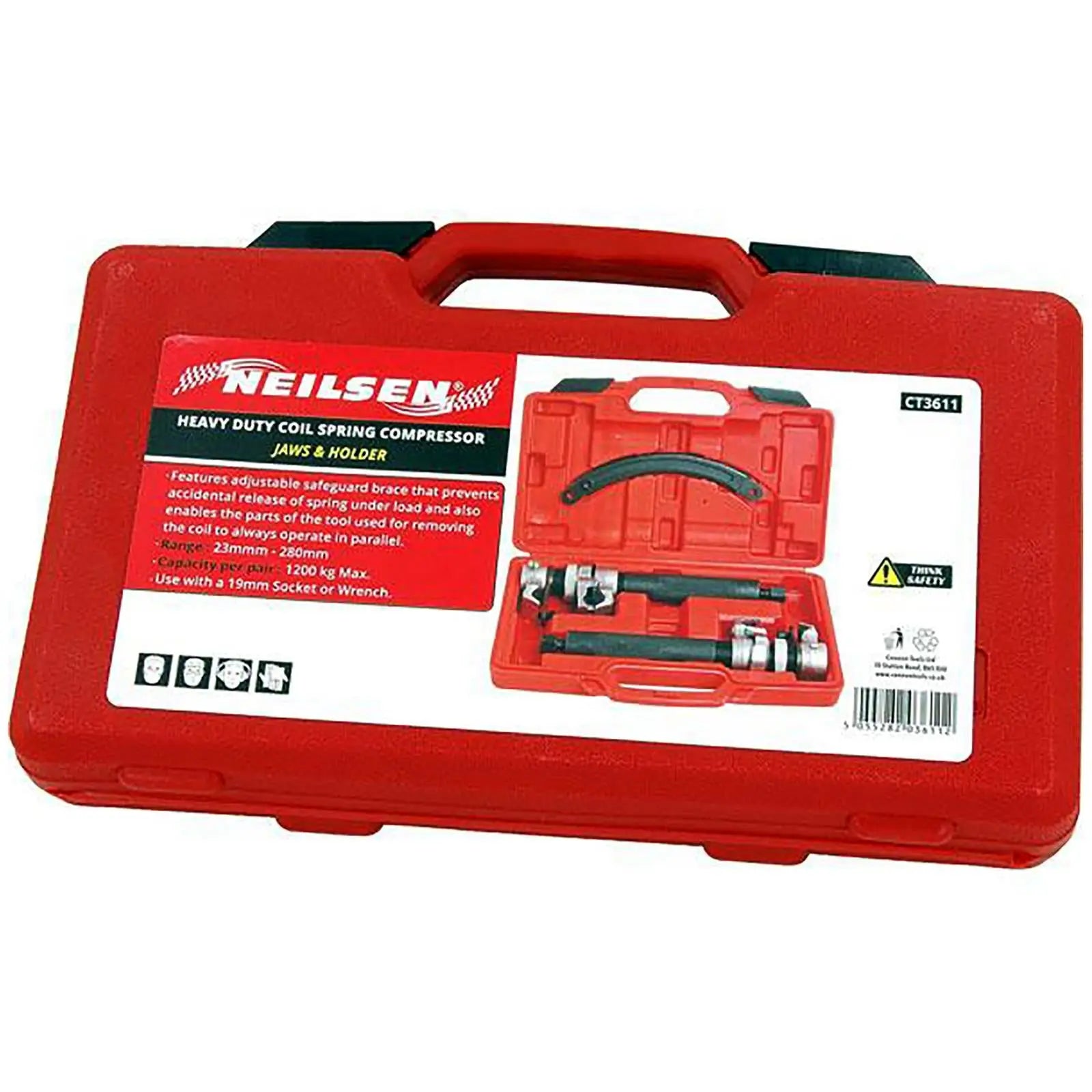 Neilsen Coil Spring Compressor Heavy Duty Jaws & Holder Adjustable Safeguard  White Rose Tools