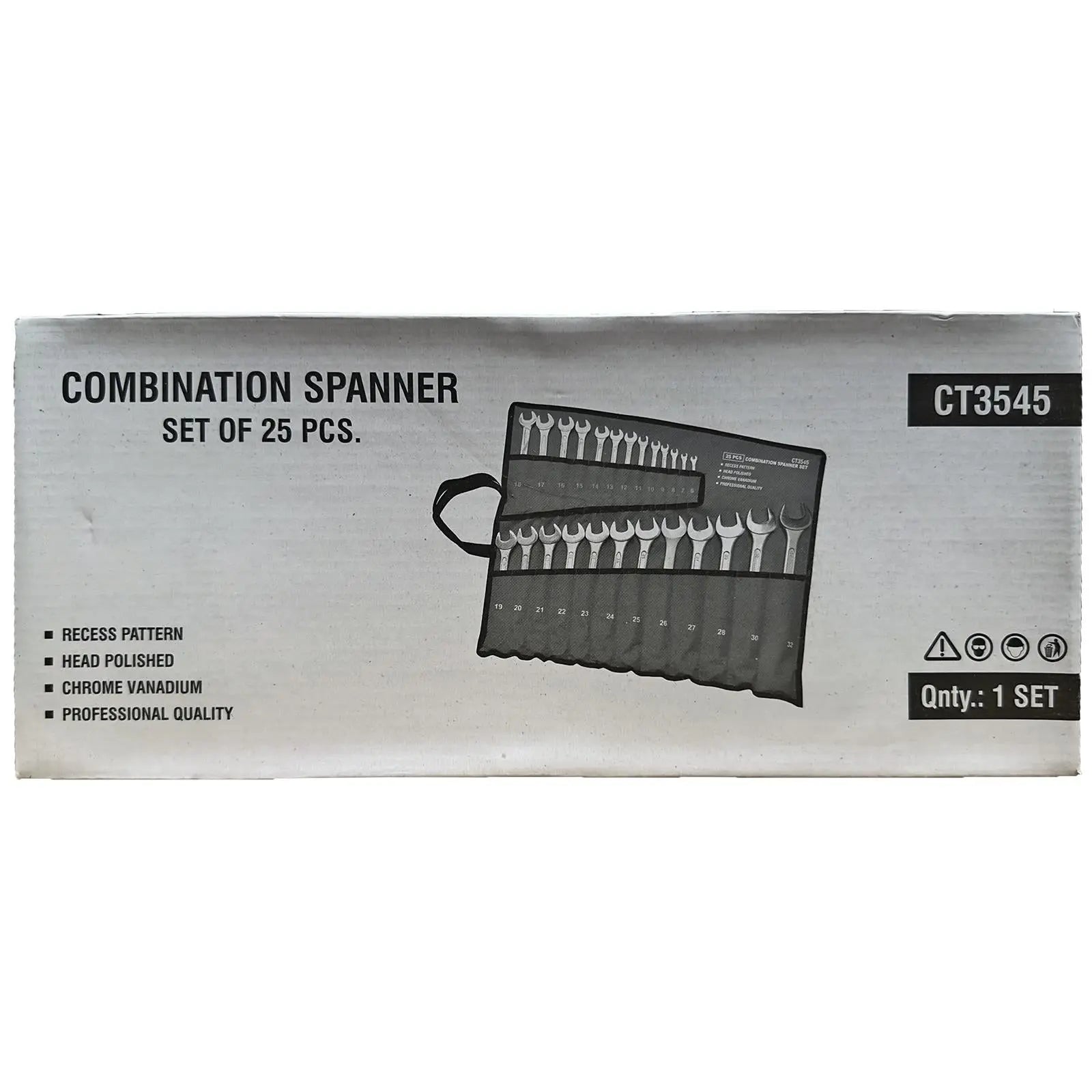 Neilsen Combination Spanner Set Metric Combo Open End Ring Garage Tool Set 25pc  White Rose Tools