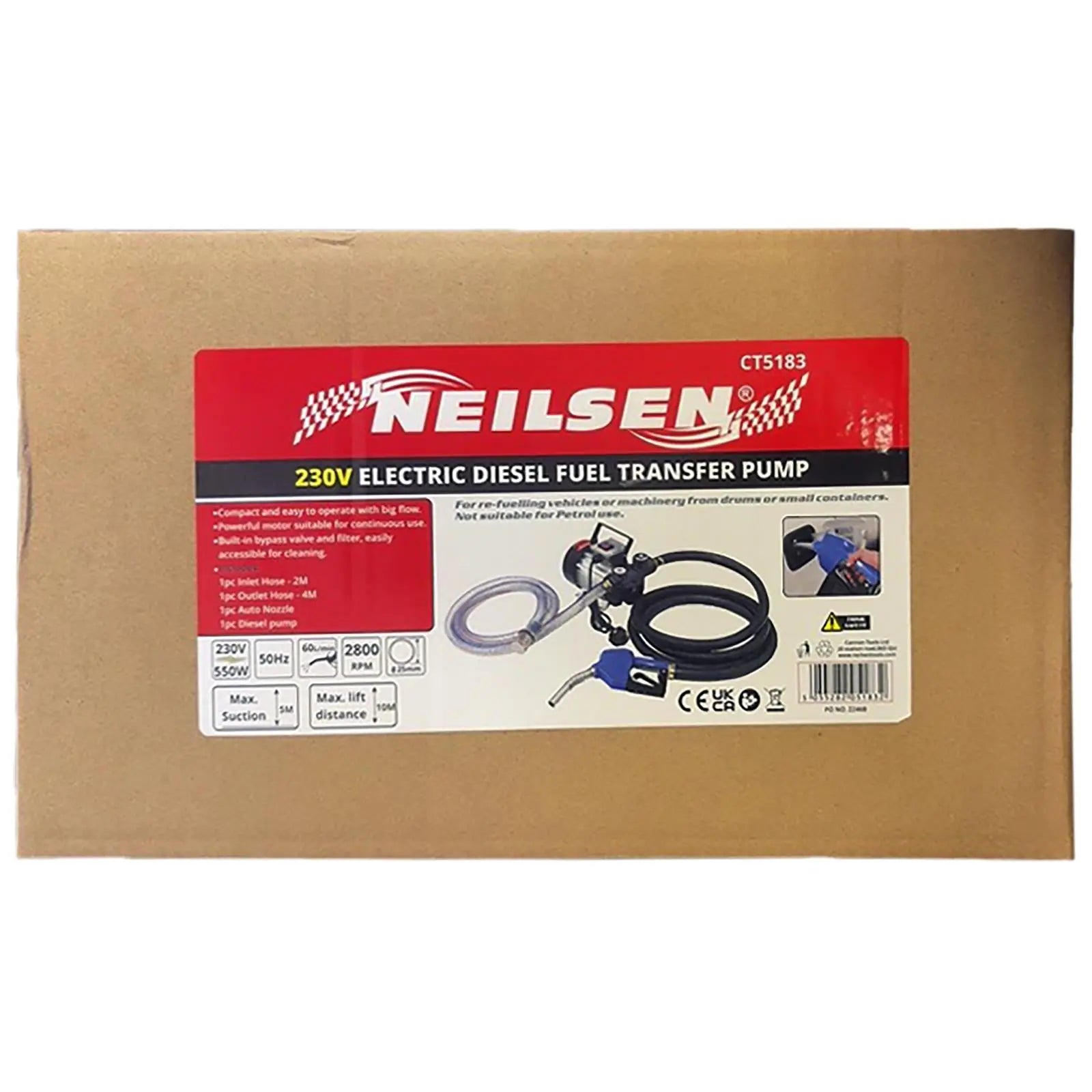 Neilsen Diesel Transfer Pump Fuel Extractor Electric Oil Dispenser Portable 230V  White Rose Tools