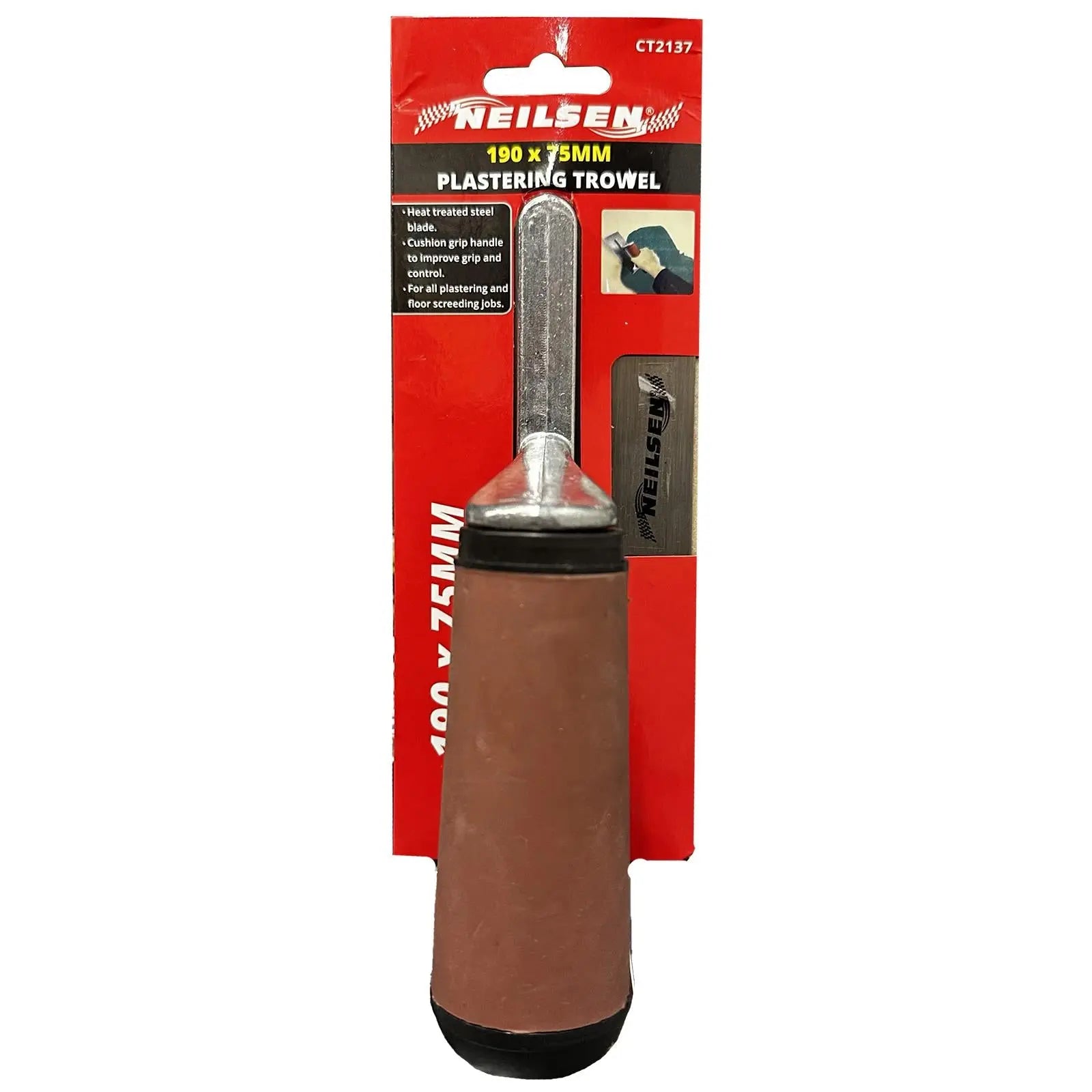 Neilsen Plastering Trowel Soft Cushion Grip Handle Float Screed 190 x 75mm  White Rose Tools
