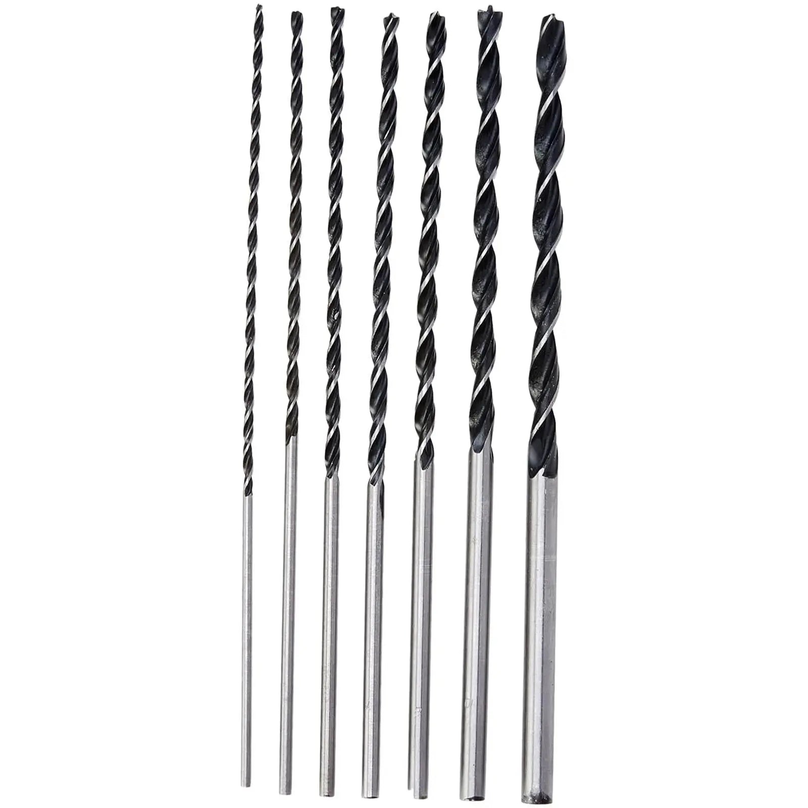 Neilsen Wood Auger Drill Bit Set 300mm Extra Long Spiral Woodwork 4-12mm 7pc  White Rose Tools