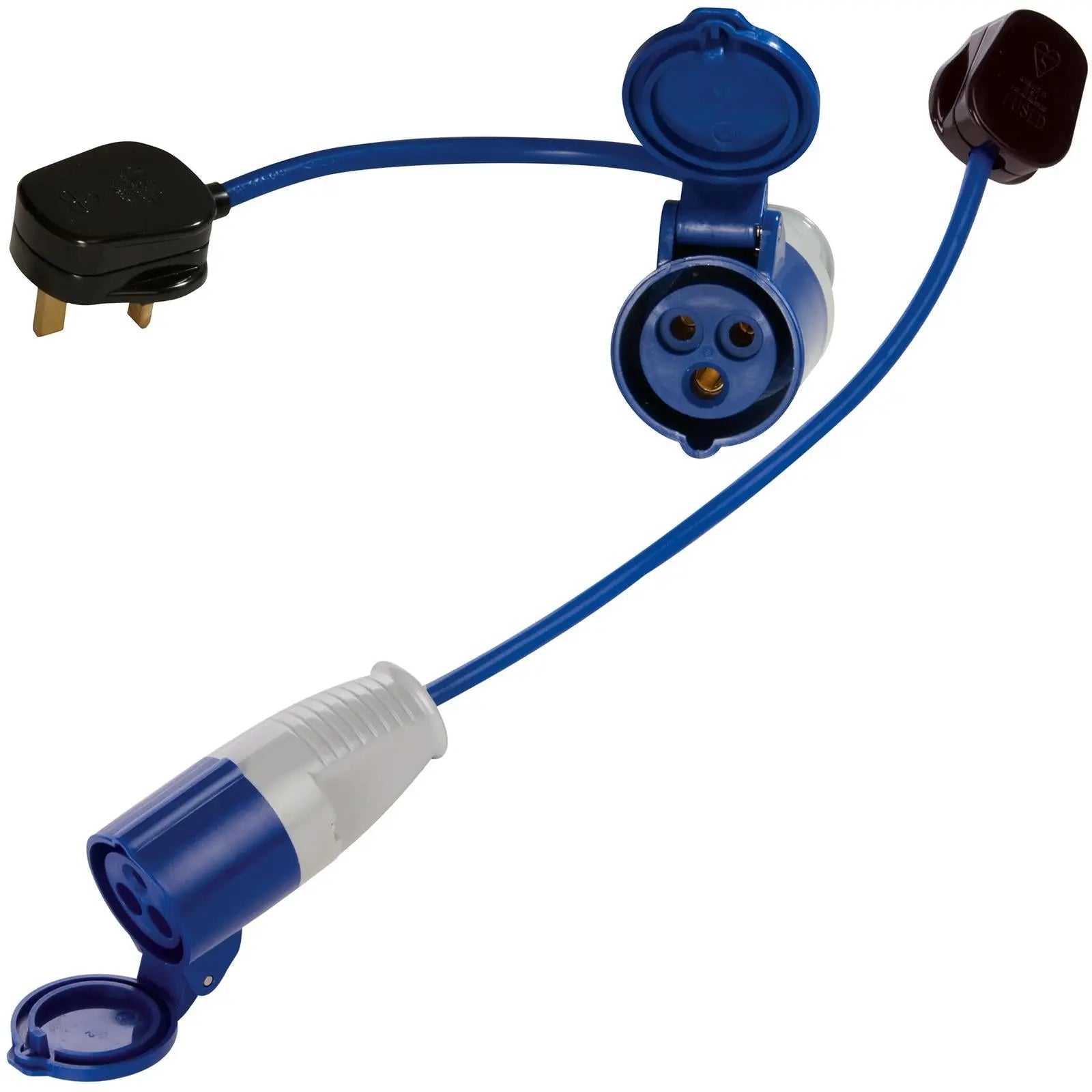 Power Master Fly Lead Converter 13A Plug to 16A Socket Caravan Camping 