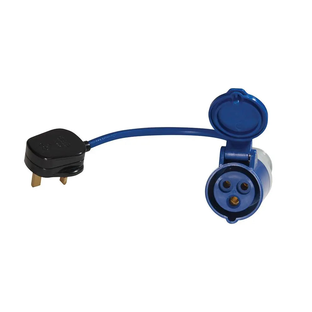 Power Master Fly Lead Converter 13A Plug to 16A Socket Caravan Camping 