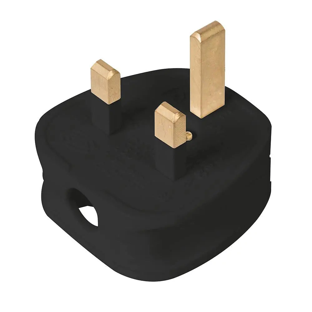 Powermaster 13A Fused Plug Black 488289  White Rose Tools