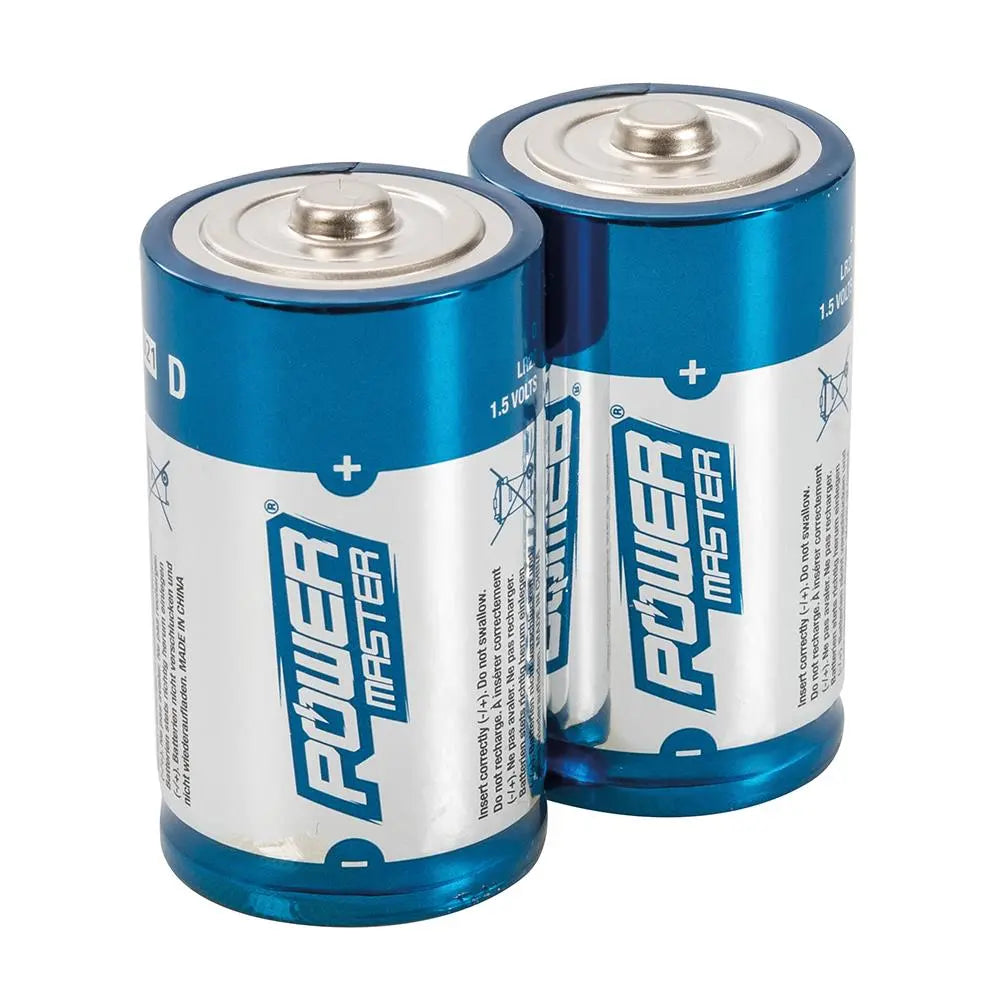 Powermaster D-Type Super Alkaline Battery LR20 2pk 485322  White Rose Tools