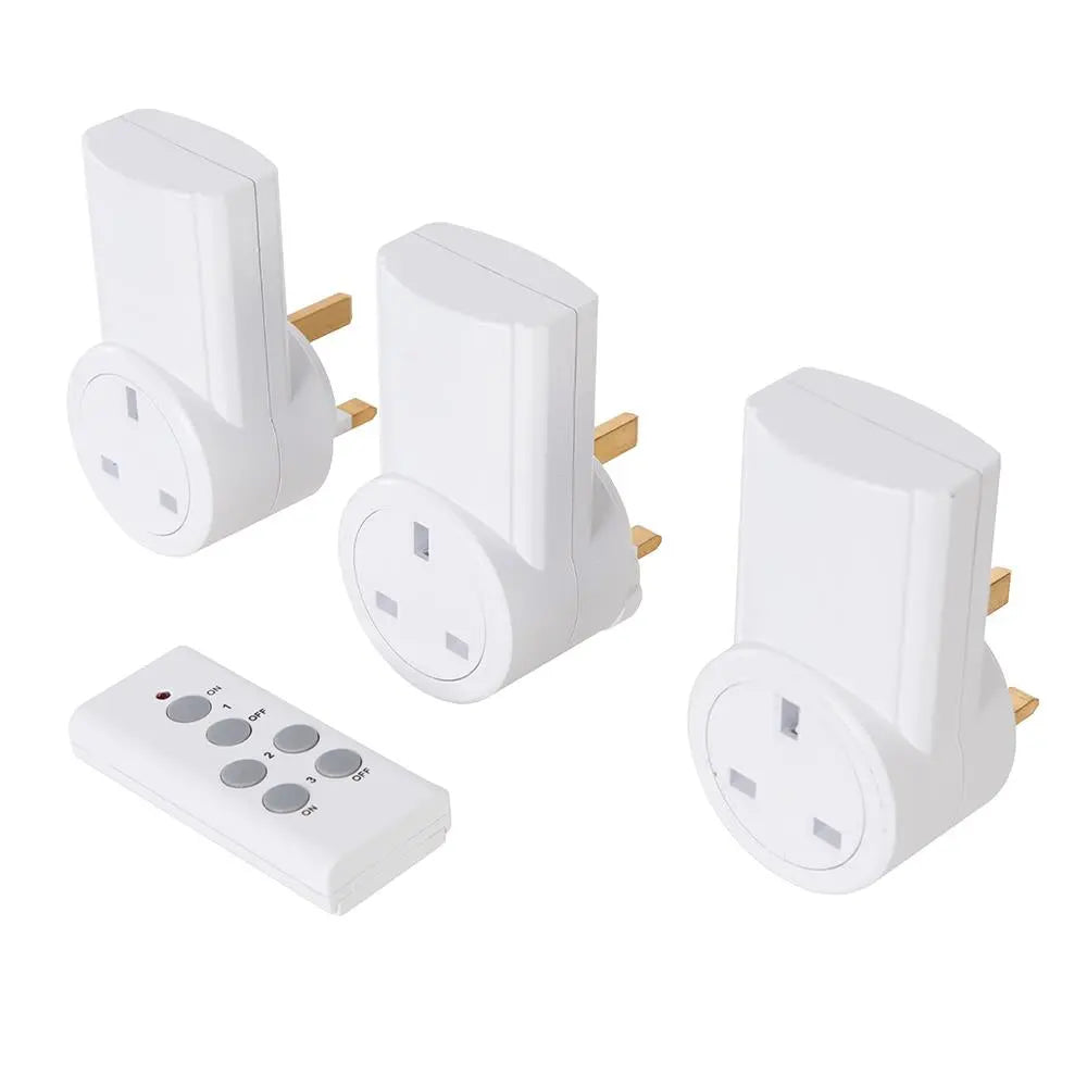 Powermaster Wireless Remote Control Power Socket 230V 3pk UK 13A 550078  White Rose Tools