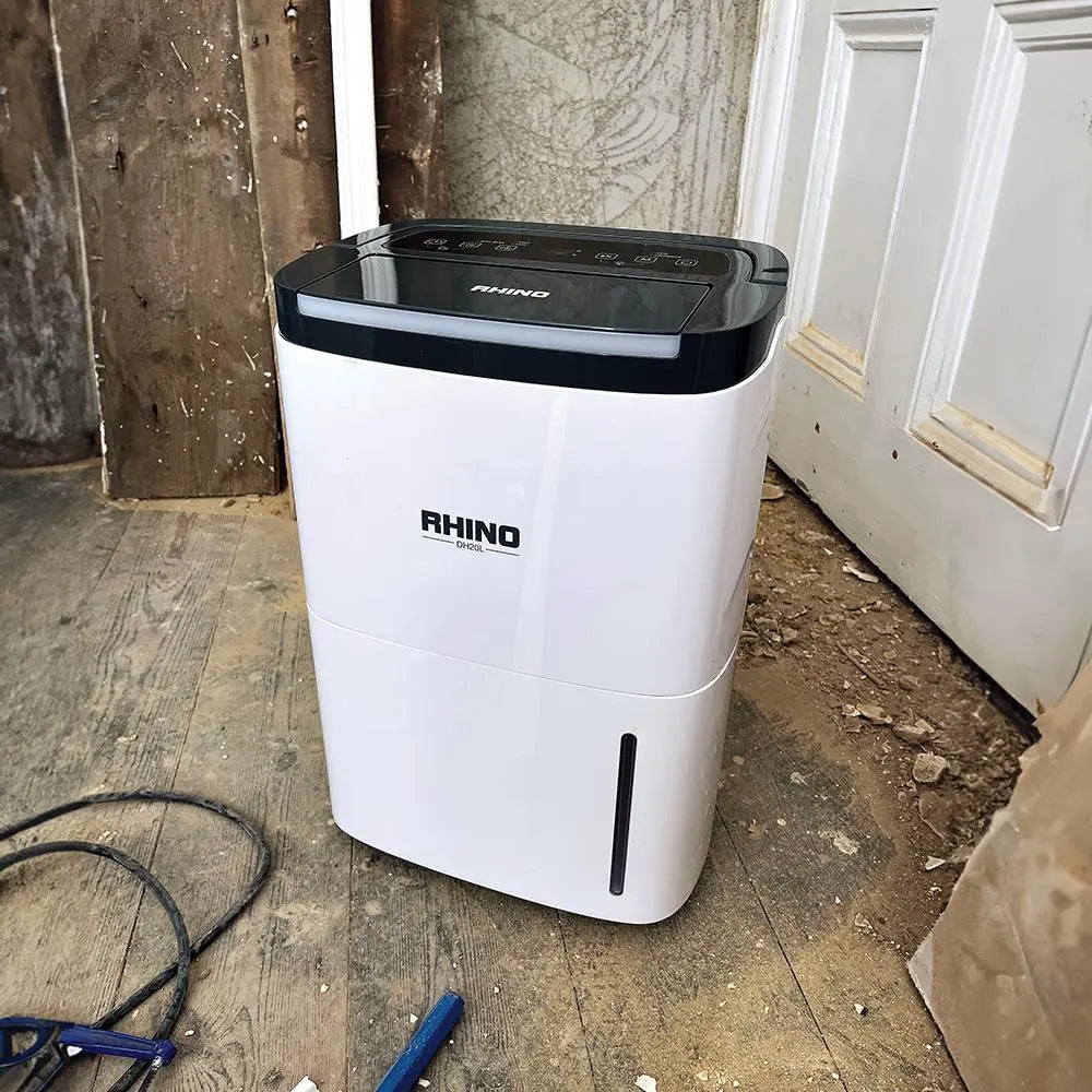 Rhino DH20L 400W Domestic Dehumidifier 20Ltr 230V H03602  White Rose Tools
