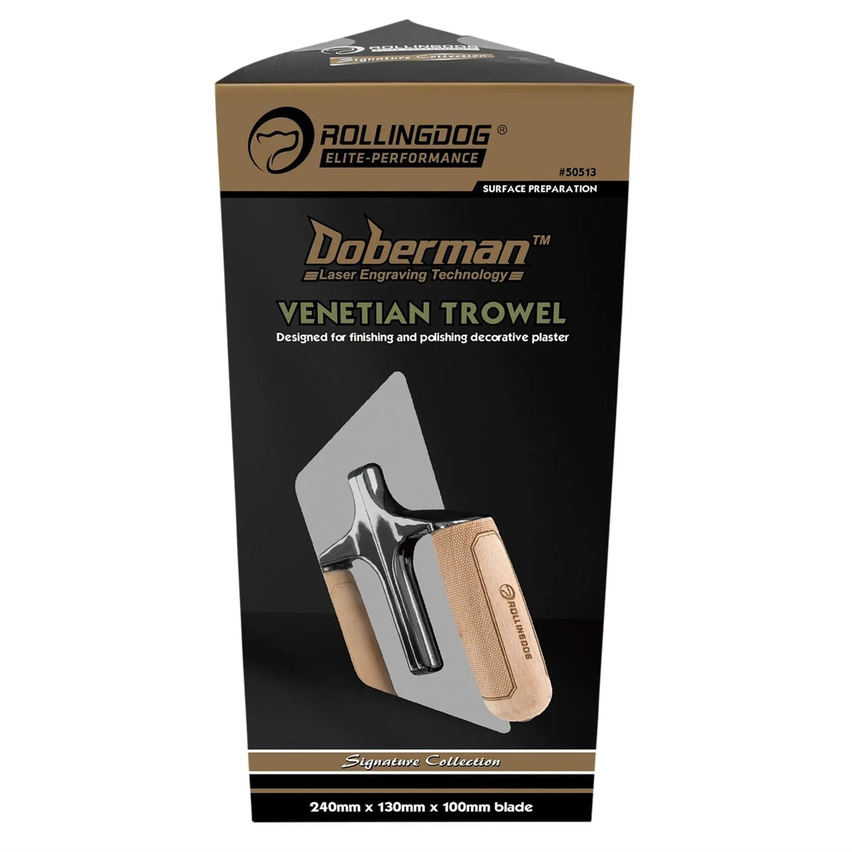 Rollingdog DOBERMAN™ Venetian Trowel 240 x 130 x 100mm 09646  White Rose Tools
