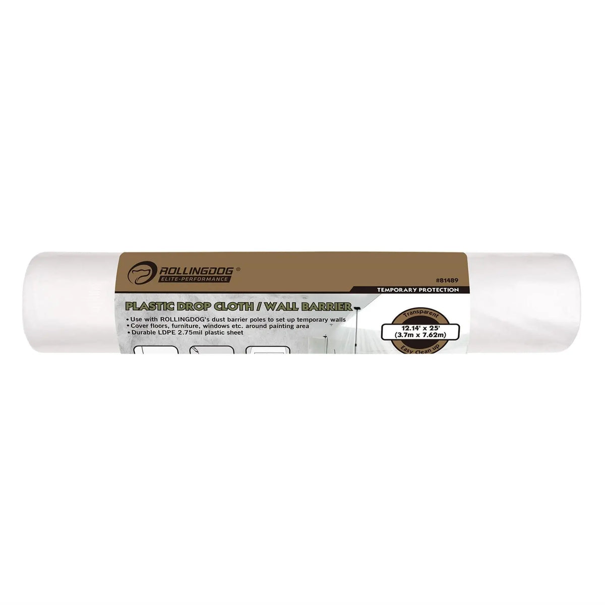 Rollingdog Plastic Drop Cloth/Wall Barrier 3.7 x 7.6m 09667  White Rose Tools