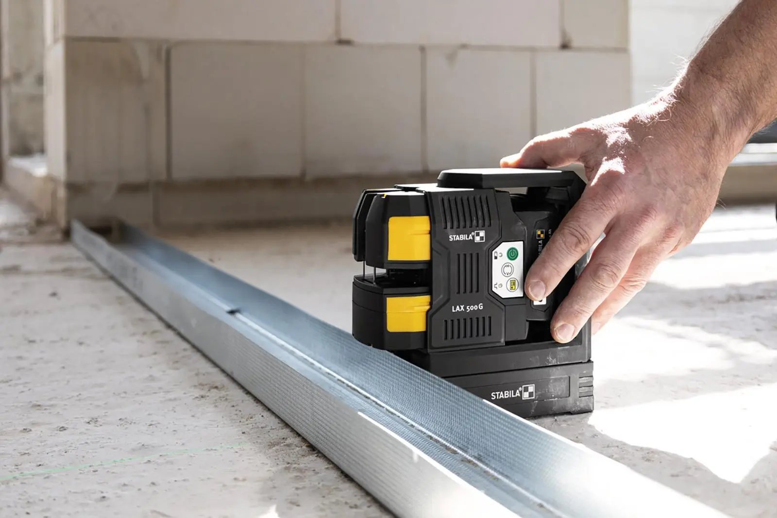 STABILA LAX 500 G Cross Line Plus Plumb Point Laser Level 12V System with Battery and Charger 19985  White Rose Tools