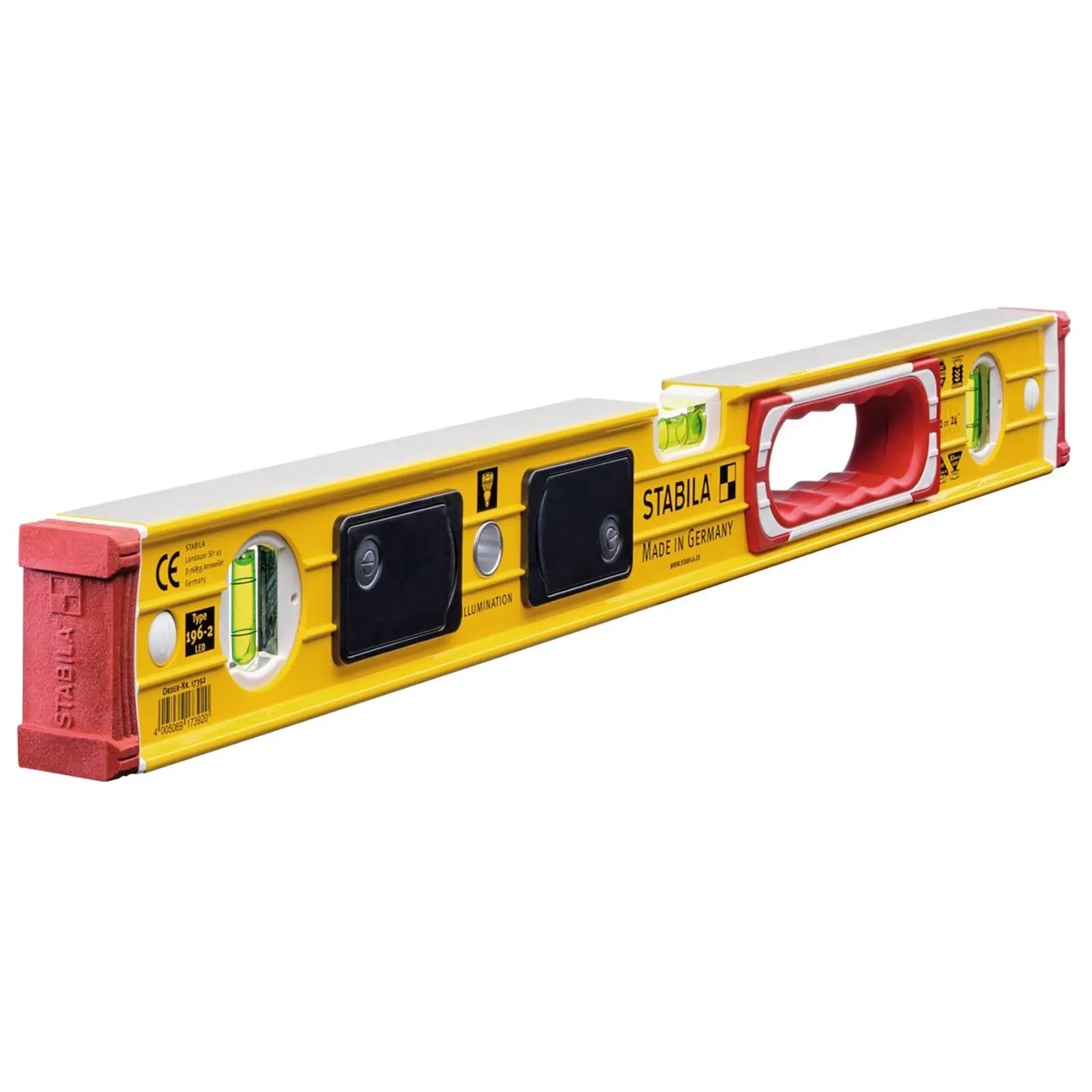 STABILA Type 196-2 LED Spirit Level Illuminated Vials - Choose Size  White Rose Tools