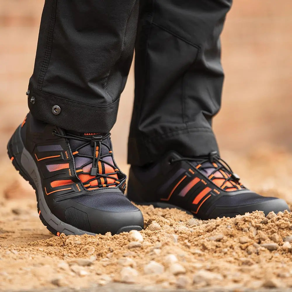 Scruffs Air Safety Trainers Black / Orange - Choose Size  White Rose Tools