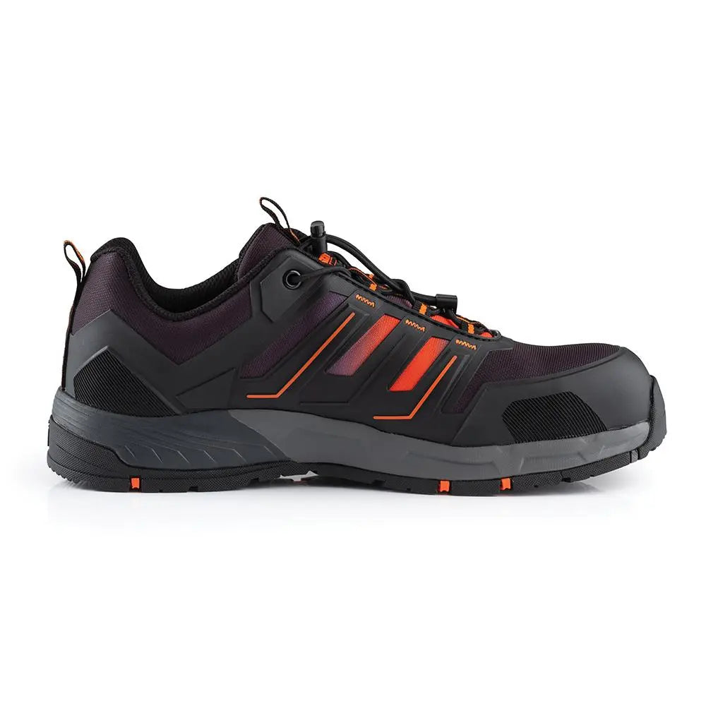 Scruffs Air Safety Trainers Black / Orange - Choose Size  White Rose Tools