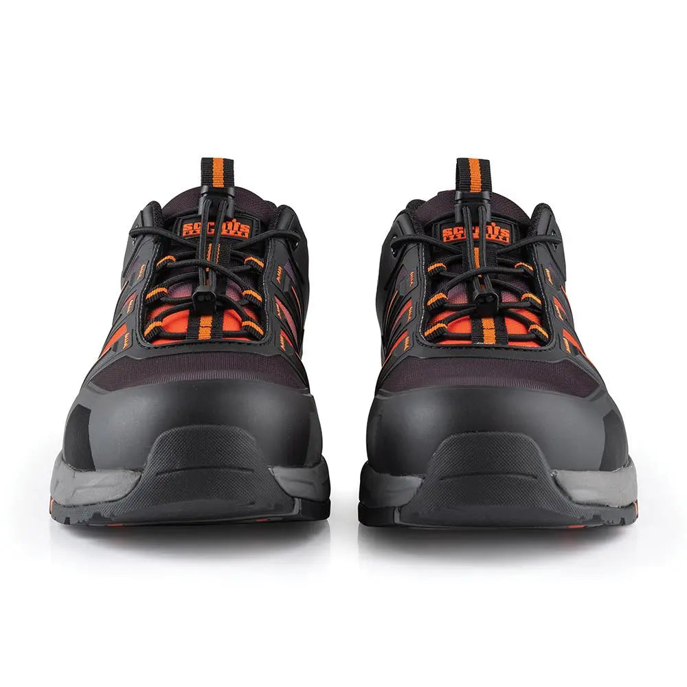 Scruffs Air Safety Trainers Black / Orange - Choose Size  White Rose Tools