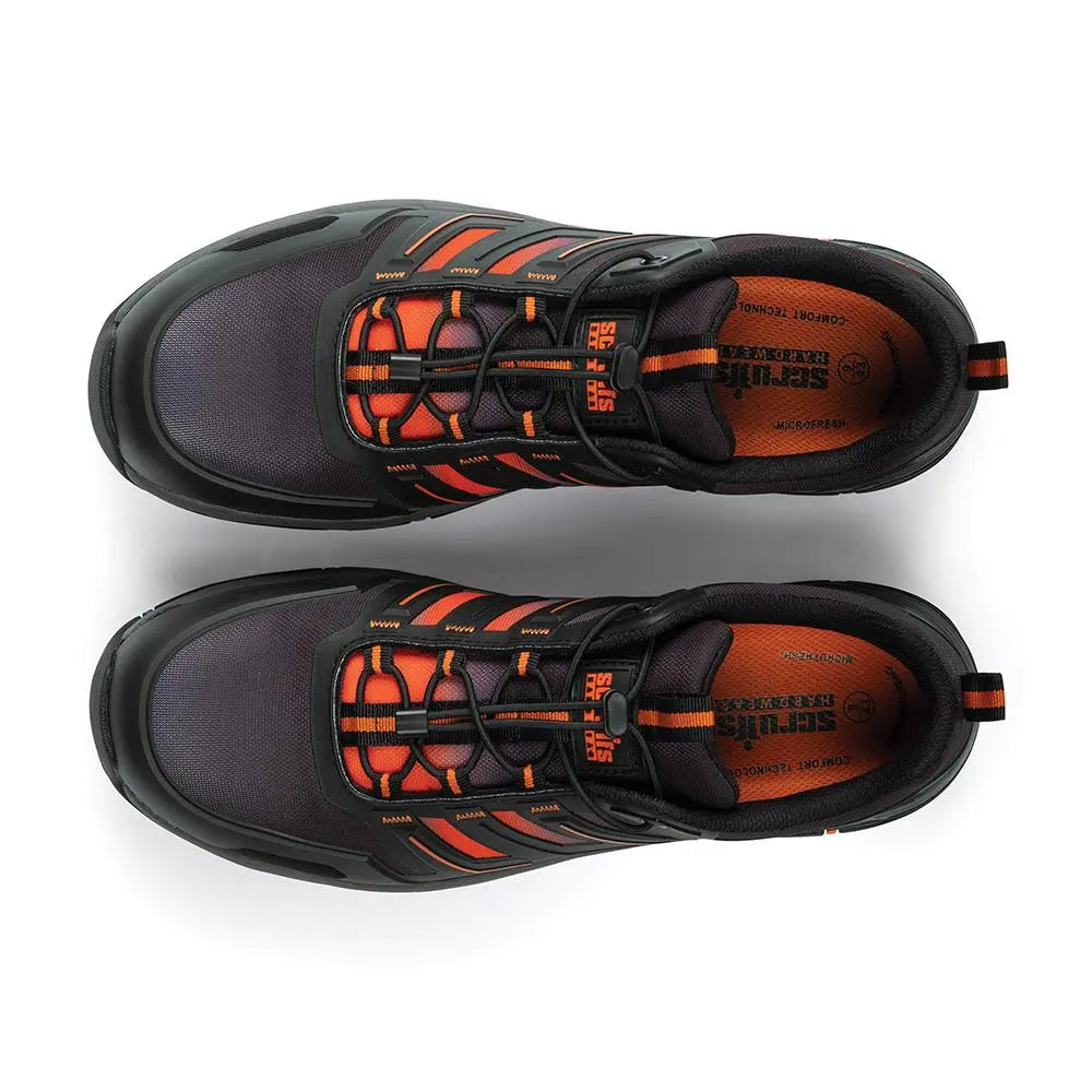 Scruffs Air Safety Trainers Black / Orange - Choose Size  White Rose Tools