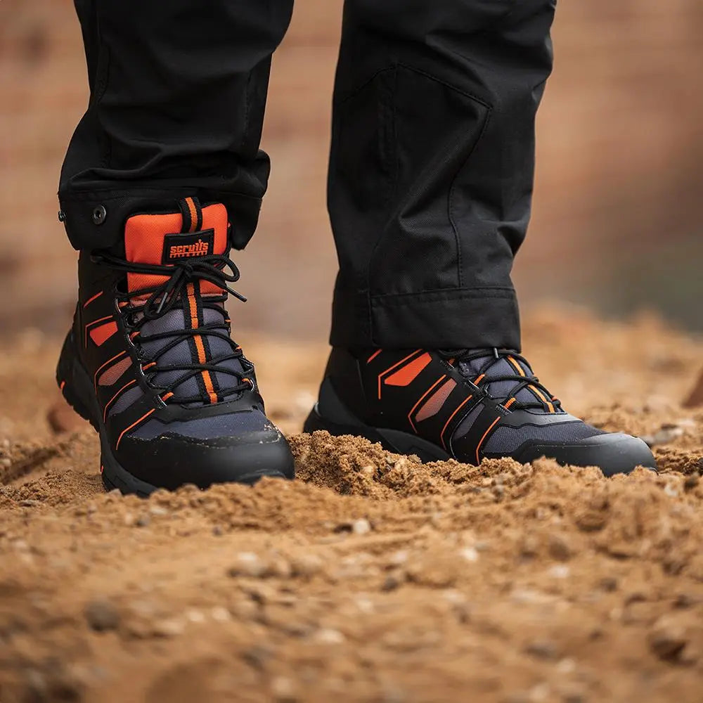 Scruffs Glide Safety Boot Black / Orange - Choose Size  White Rose Tools