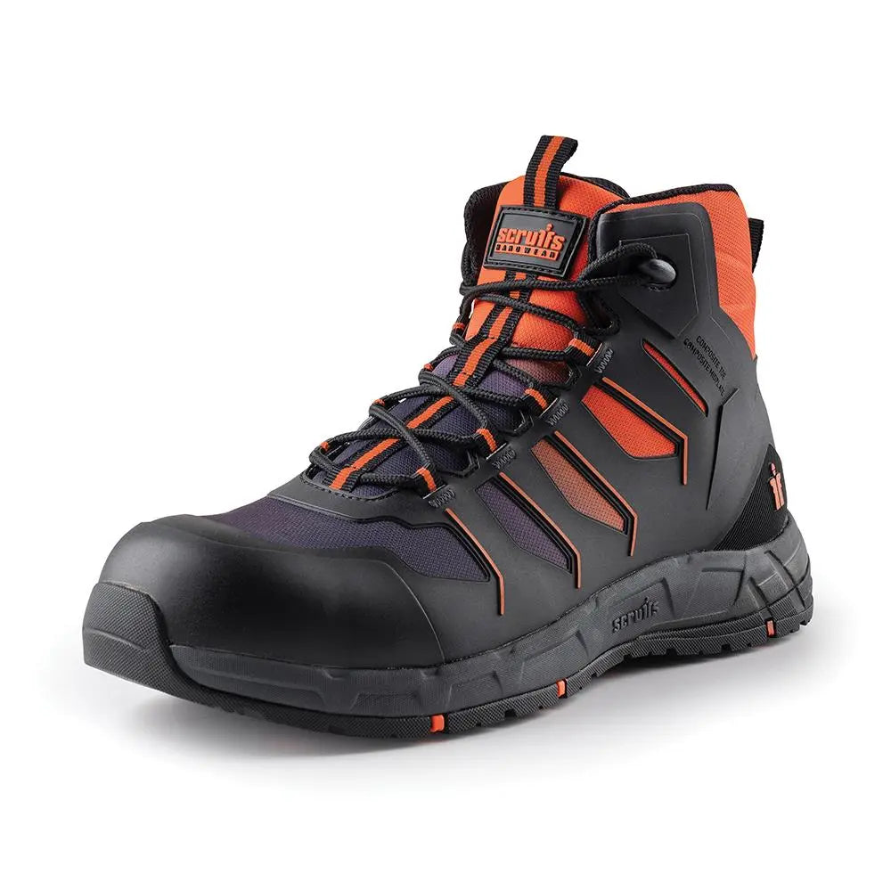Scruffs Glide Safety Boot Black / Orange - Choose Size  White Rose Tools