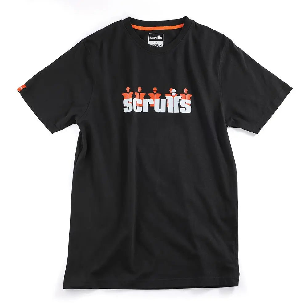 Scruffs Graphic T-Shirt Black Cotton - Choose Size  White Rose Tools